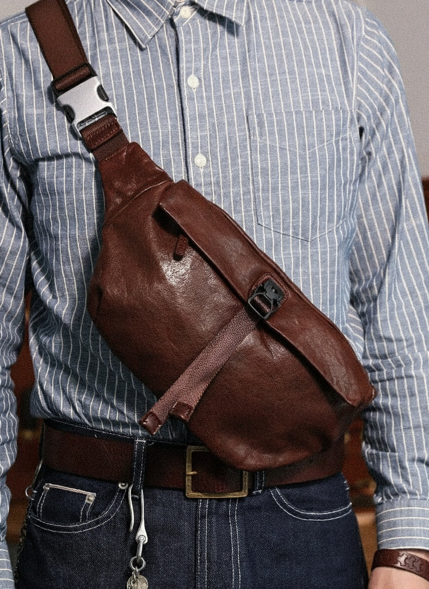 Hand-Washed Cowhide Sling Bag - Image 6
