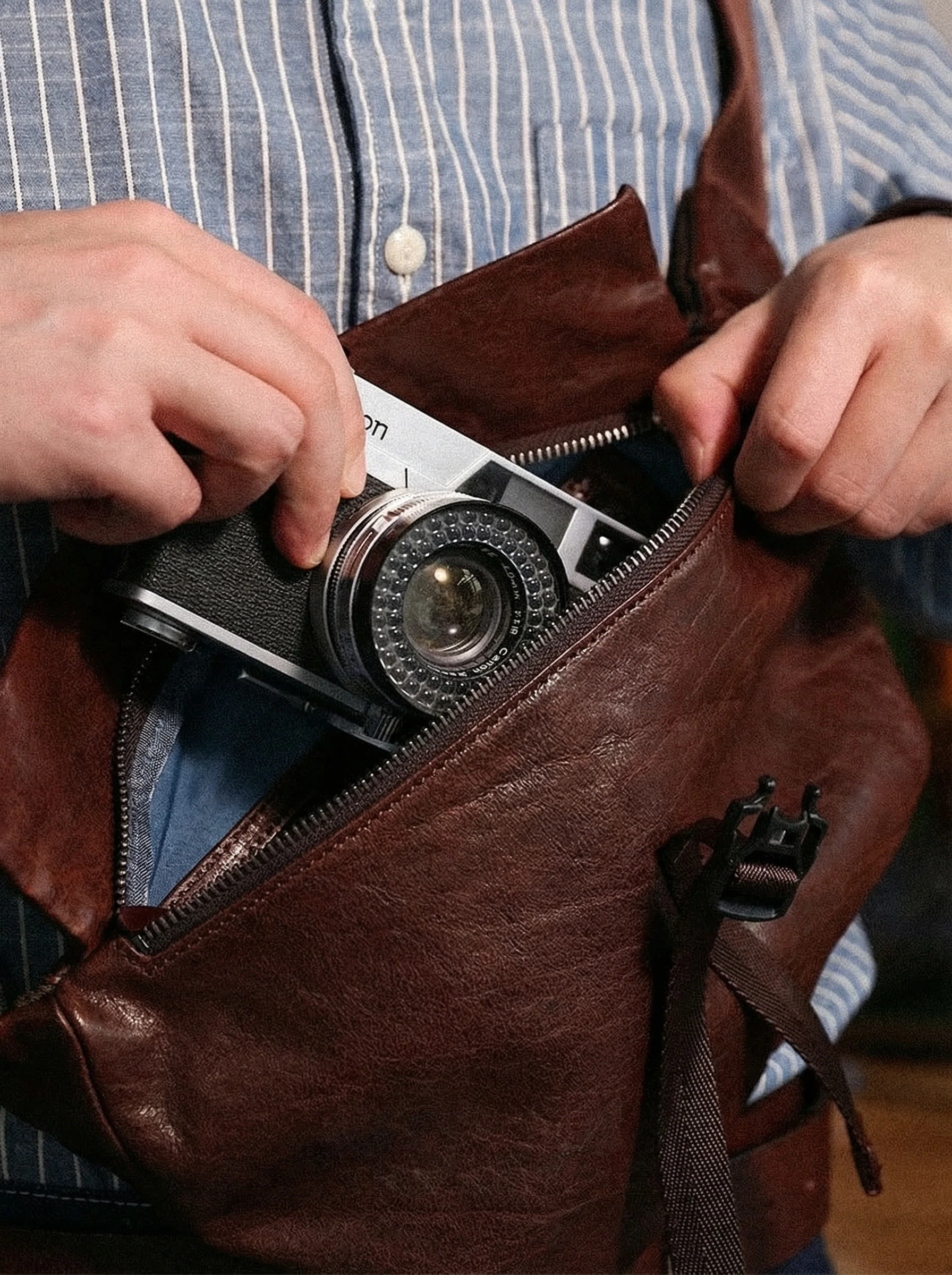 Hand-Washed Cowhide Sling Bag - Image 8