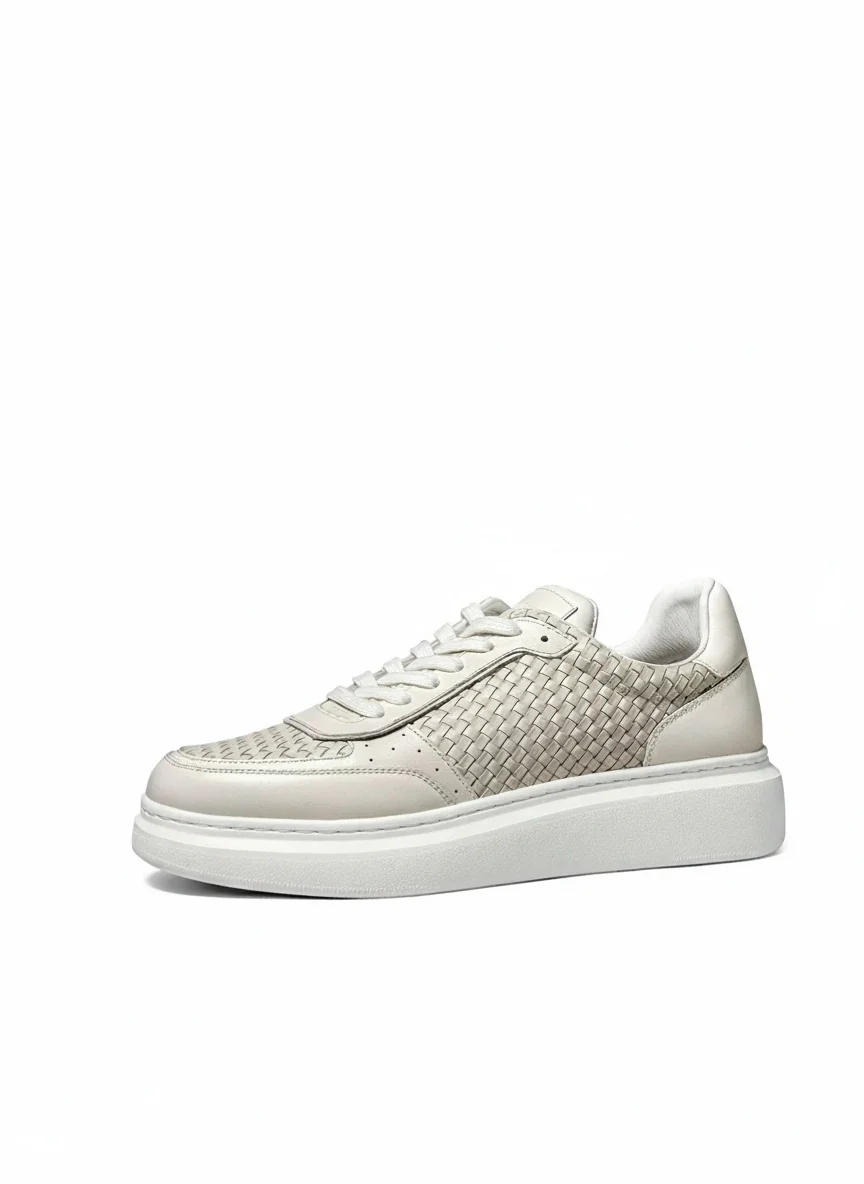 Hand-Woven Top-Grain Calf Leather Platform Sneakers - Image 2