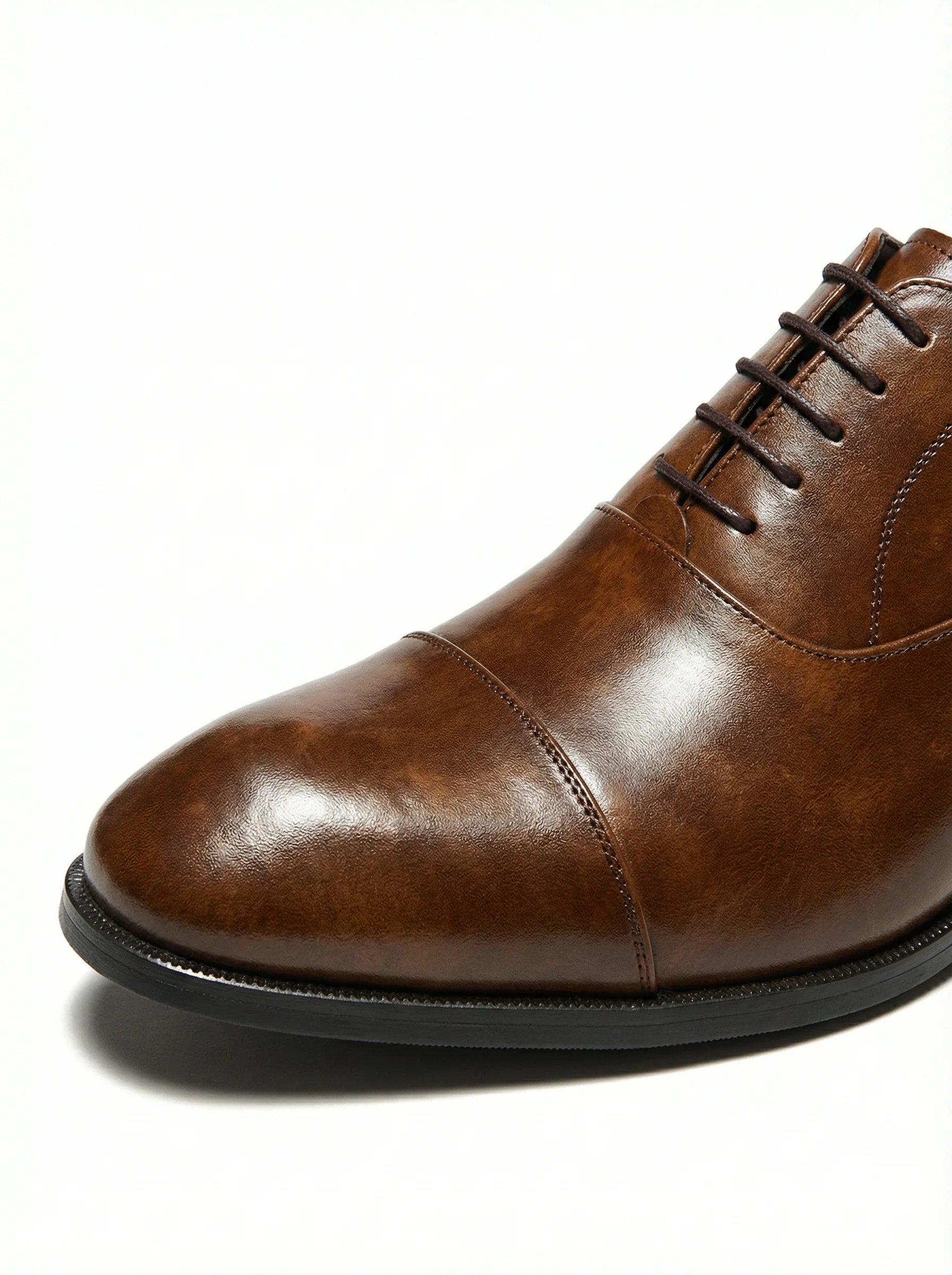 Handcrafted Brown Leather Oxford Shoes - Image 5