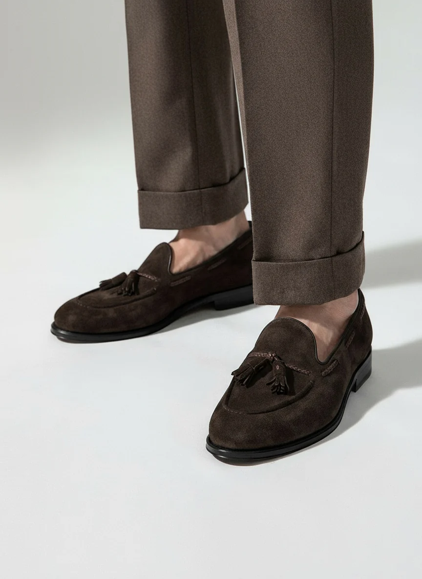 Handmade Suede Tassel Loafers - Image 2