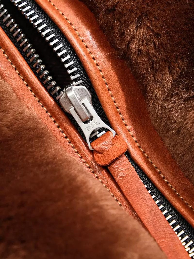 Havana Horsehide Shearling Aviator Jacket - Image 5