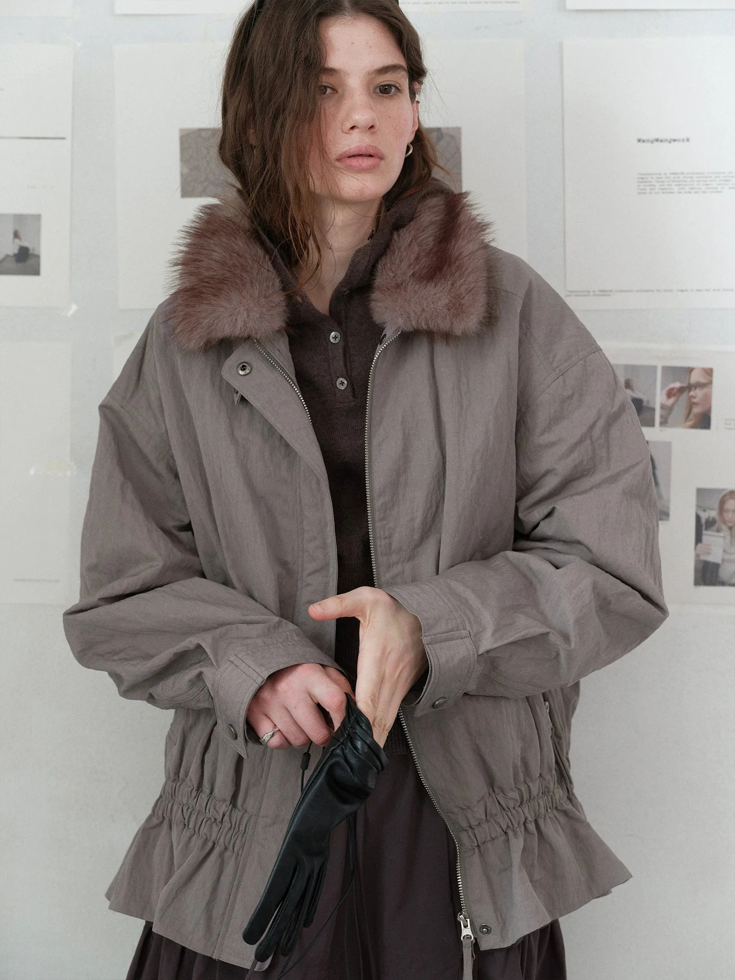 Haze Grey Crinkled Padded Jacket