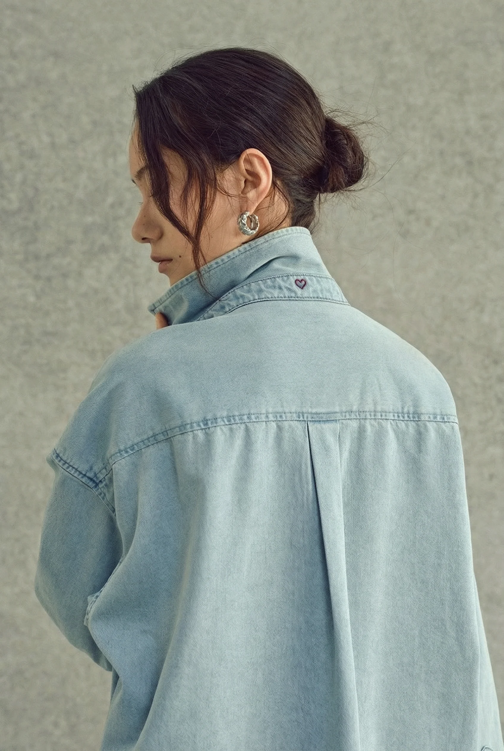 Heart Collar Denim Shirt - Image 3