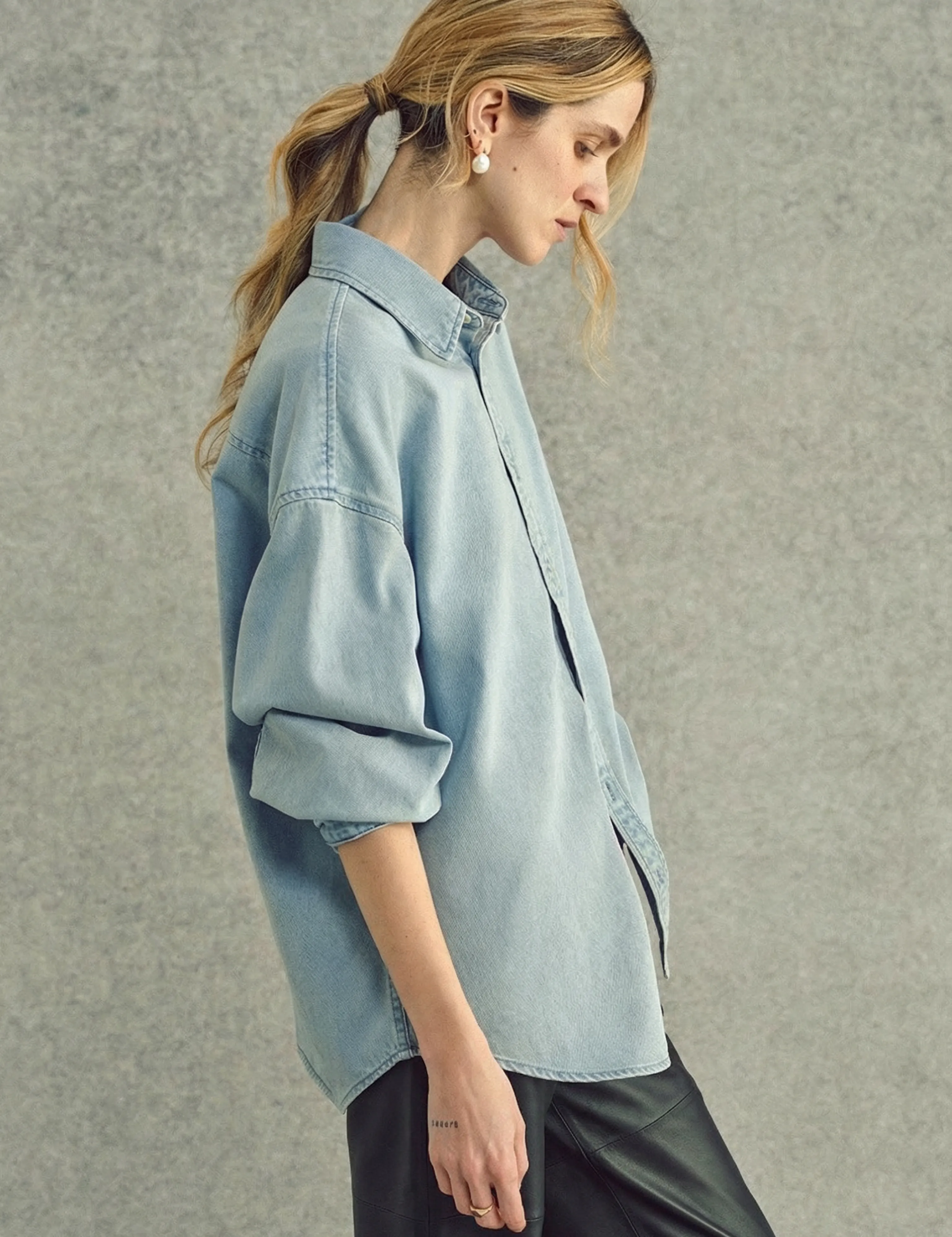 Heart Collar Denim Shirt - Image 4