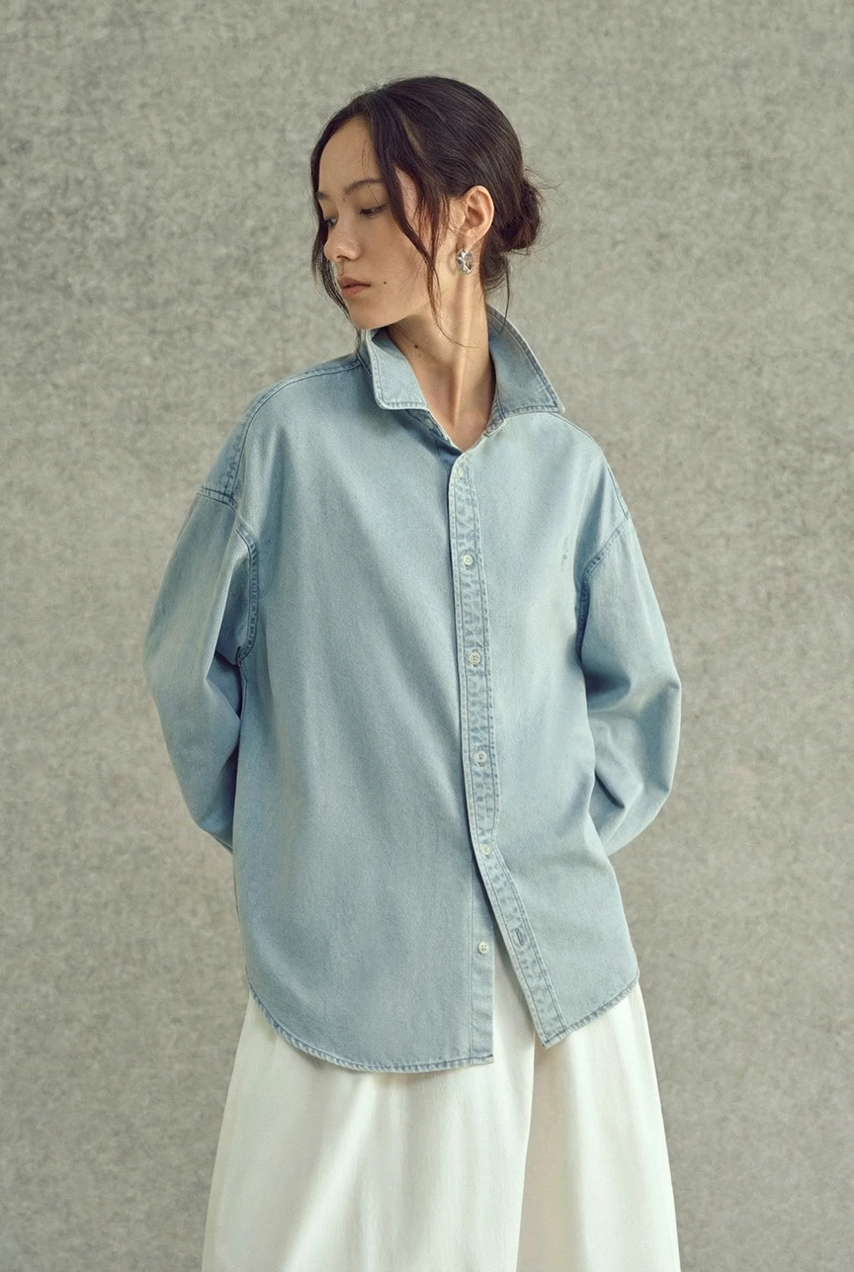 Heart Collar Denim Shirt - Image 5