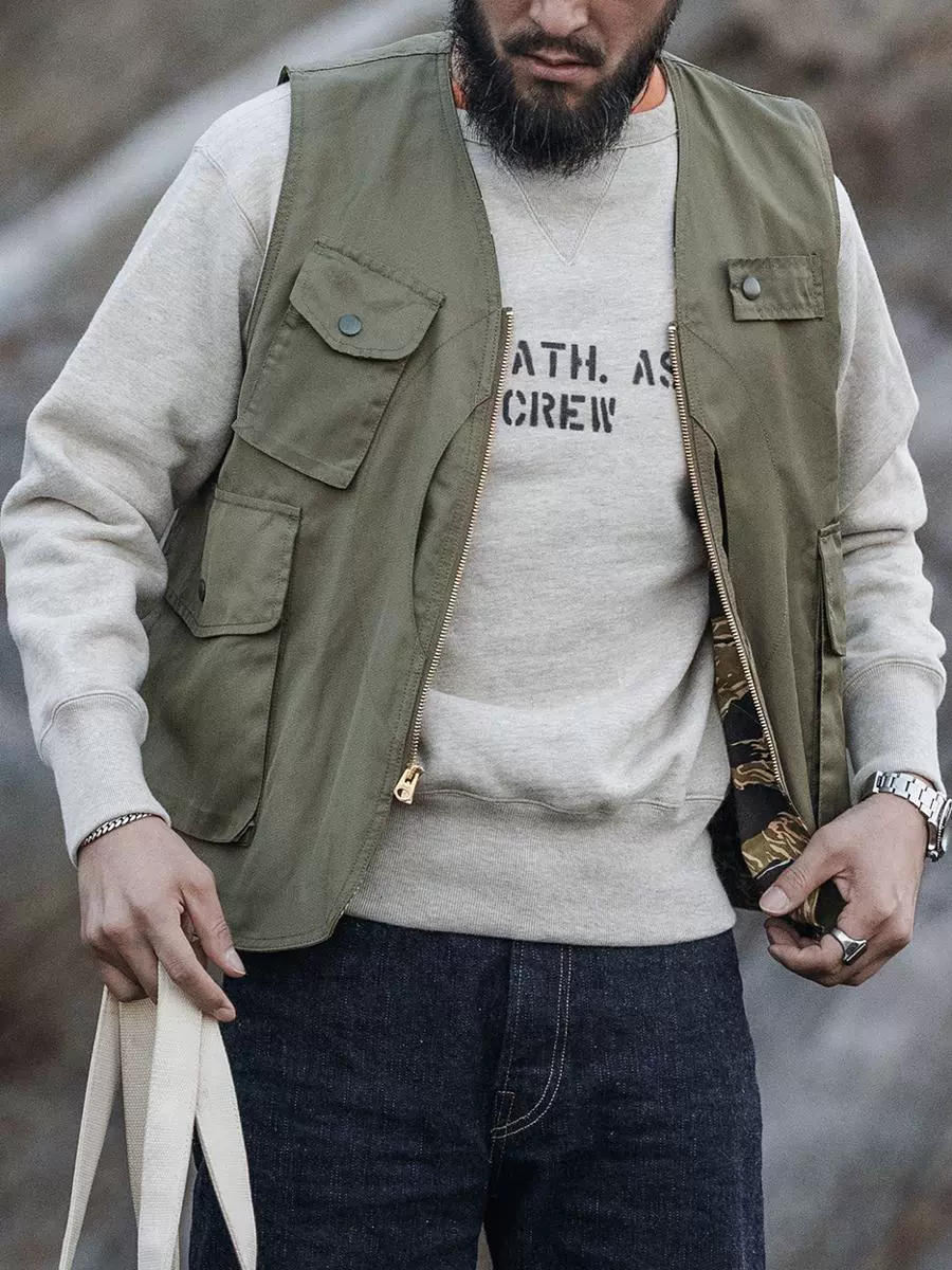 Heather Oatmeal NAVY Crewneck Sweatshirt - Image 5
