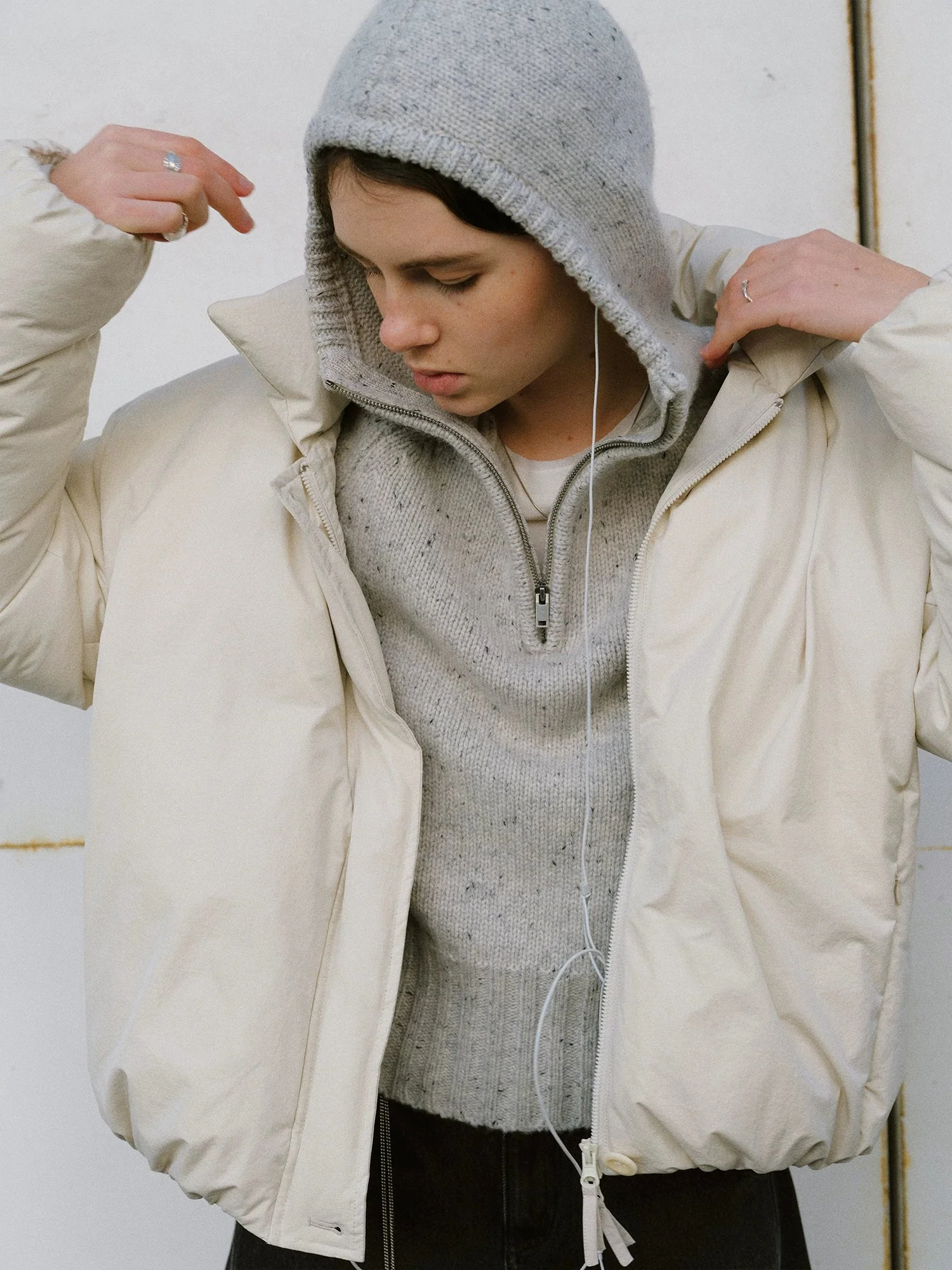 Heather Wool Half-Zip Hoodie - Image 3