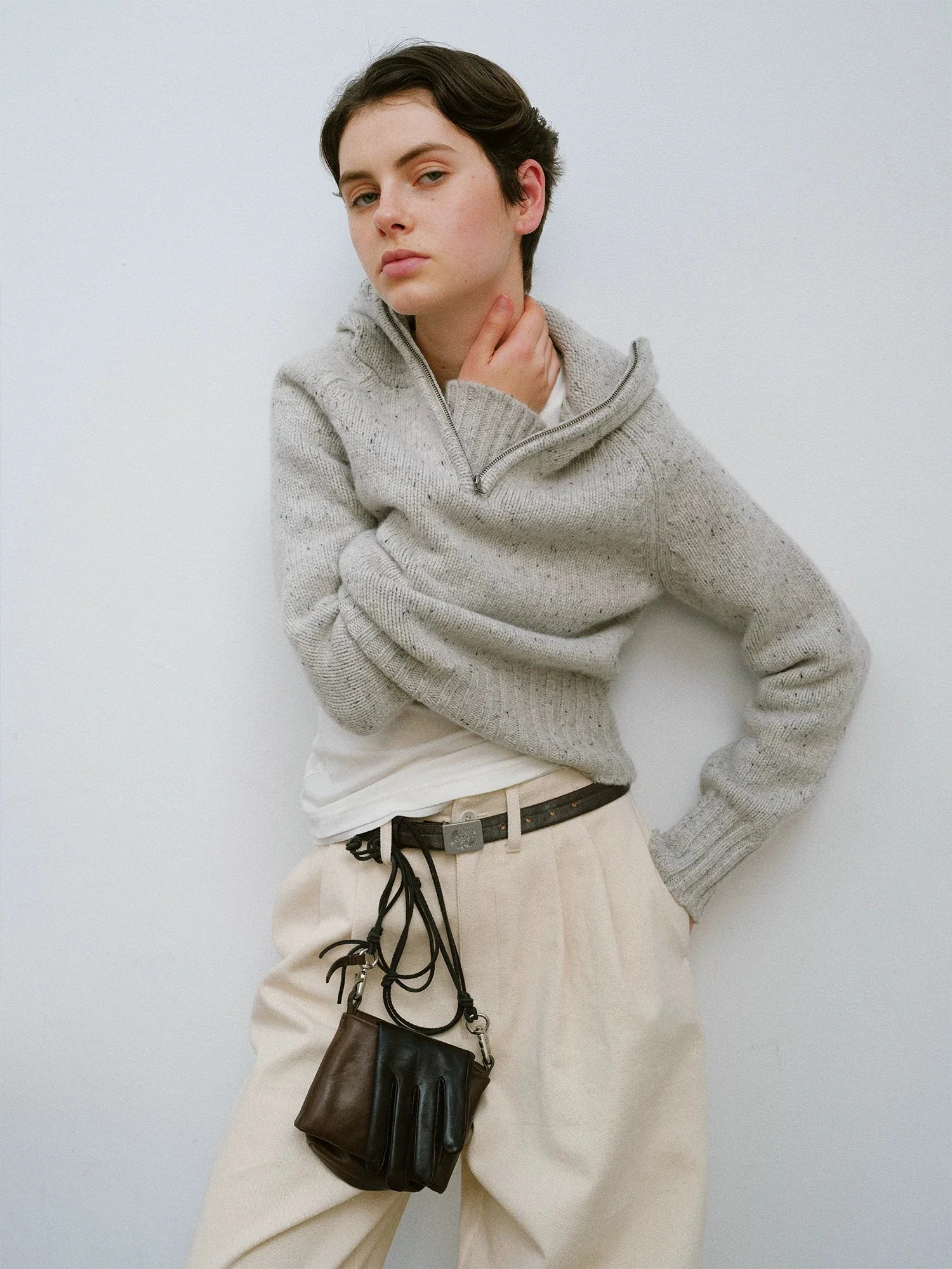 Heather Wool Half-Zip Hoodie - Image 5