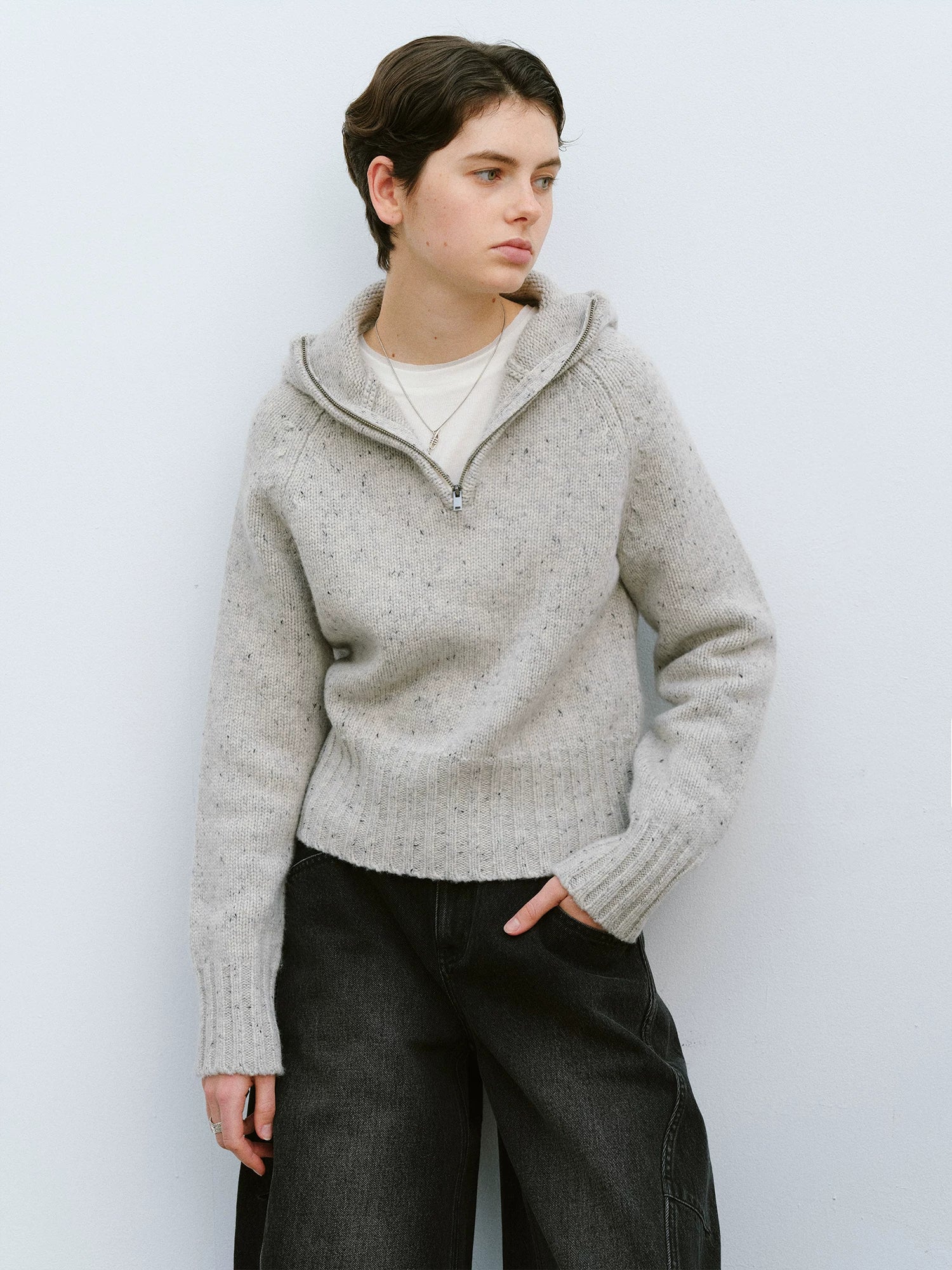 Heather Wool Half-Zip Hoodie - Image 6