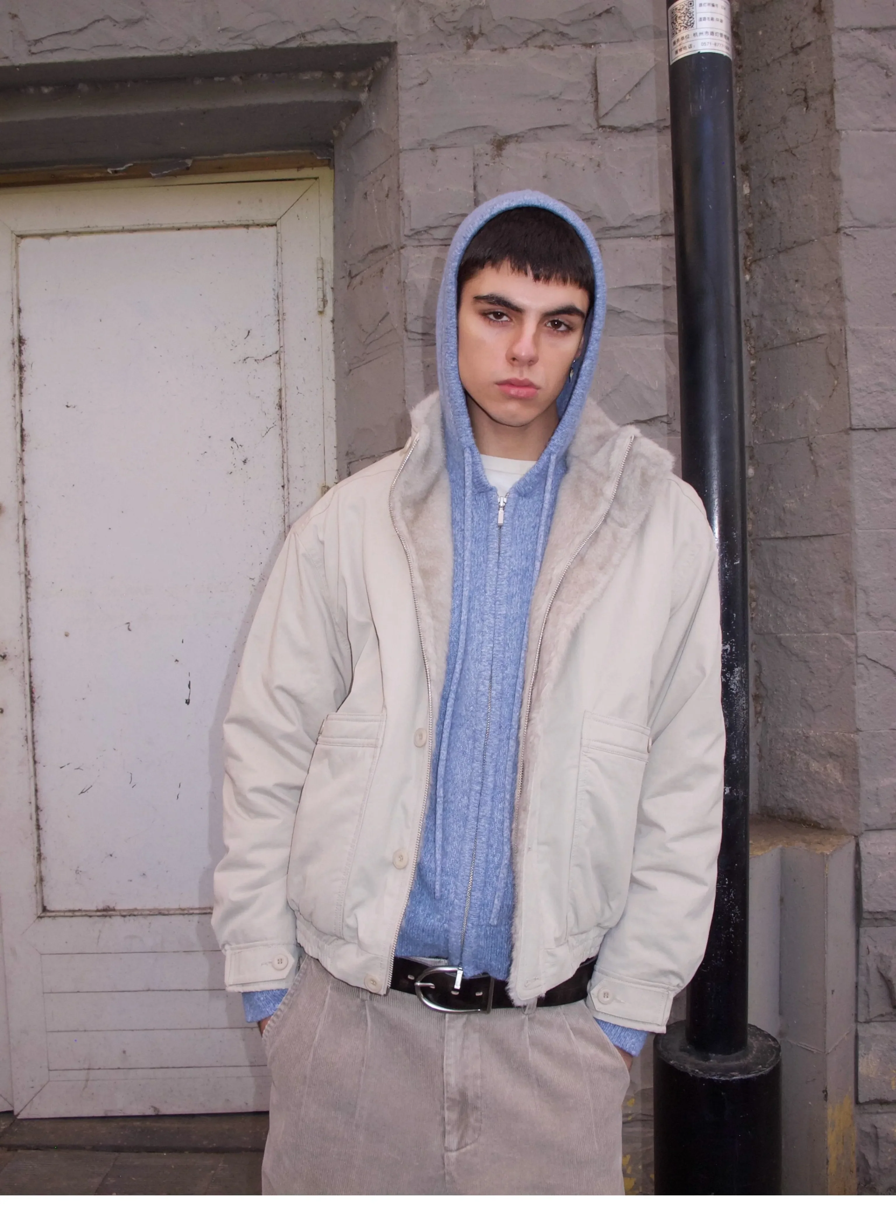 Heathered Knit Zip Hoodie
