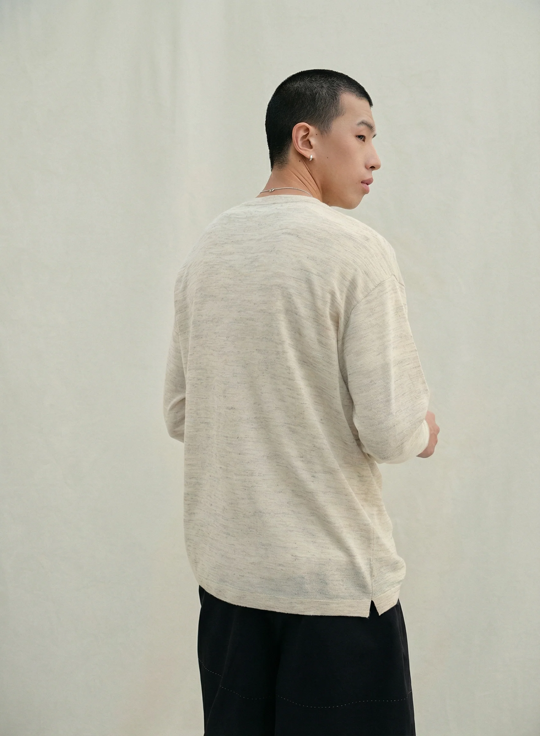 Heathered Linen-Blend Henley