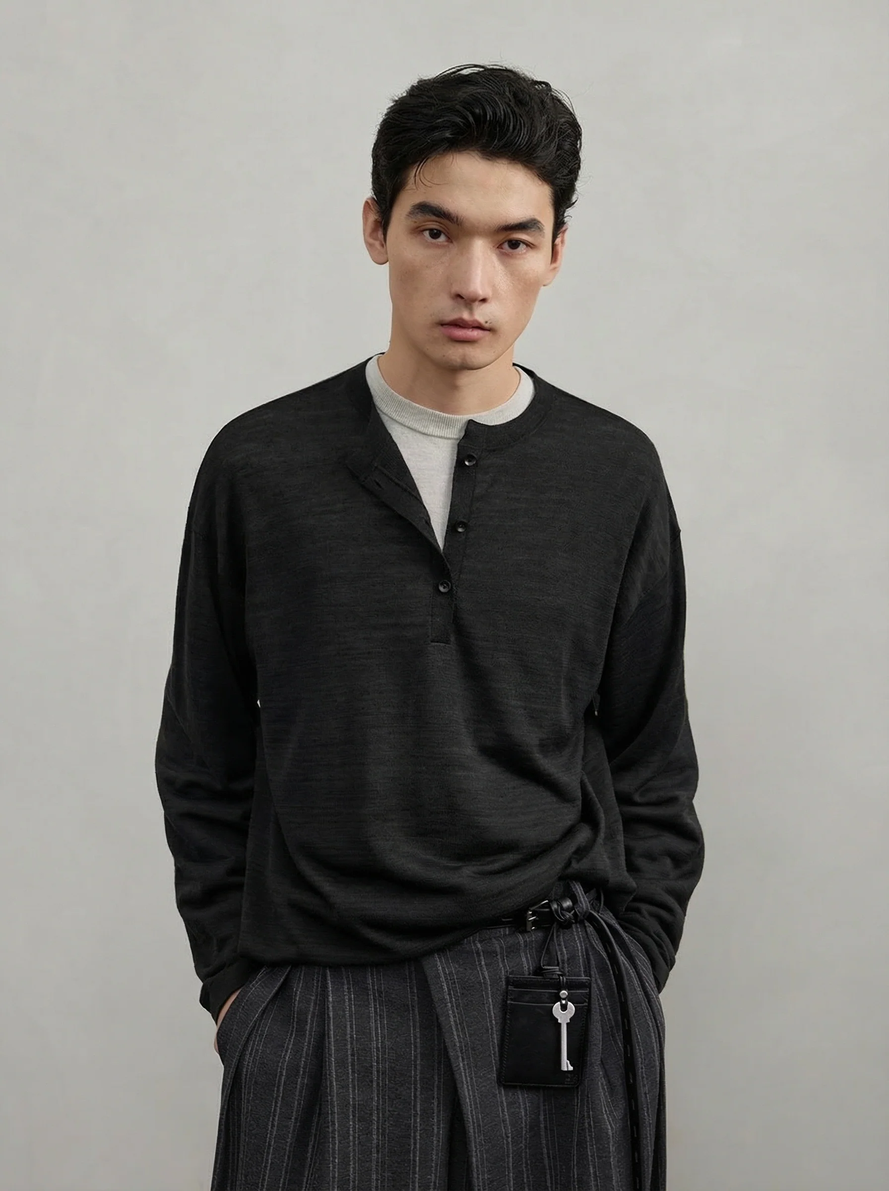 Heathered Linen-Blend Henley - Image 5