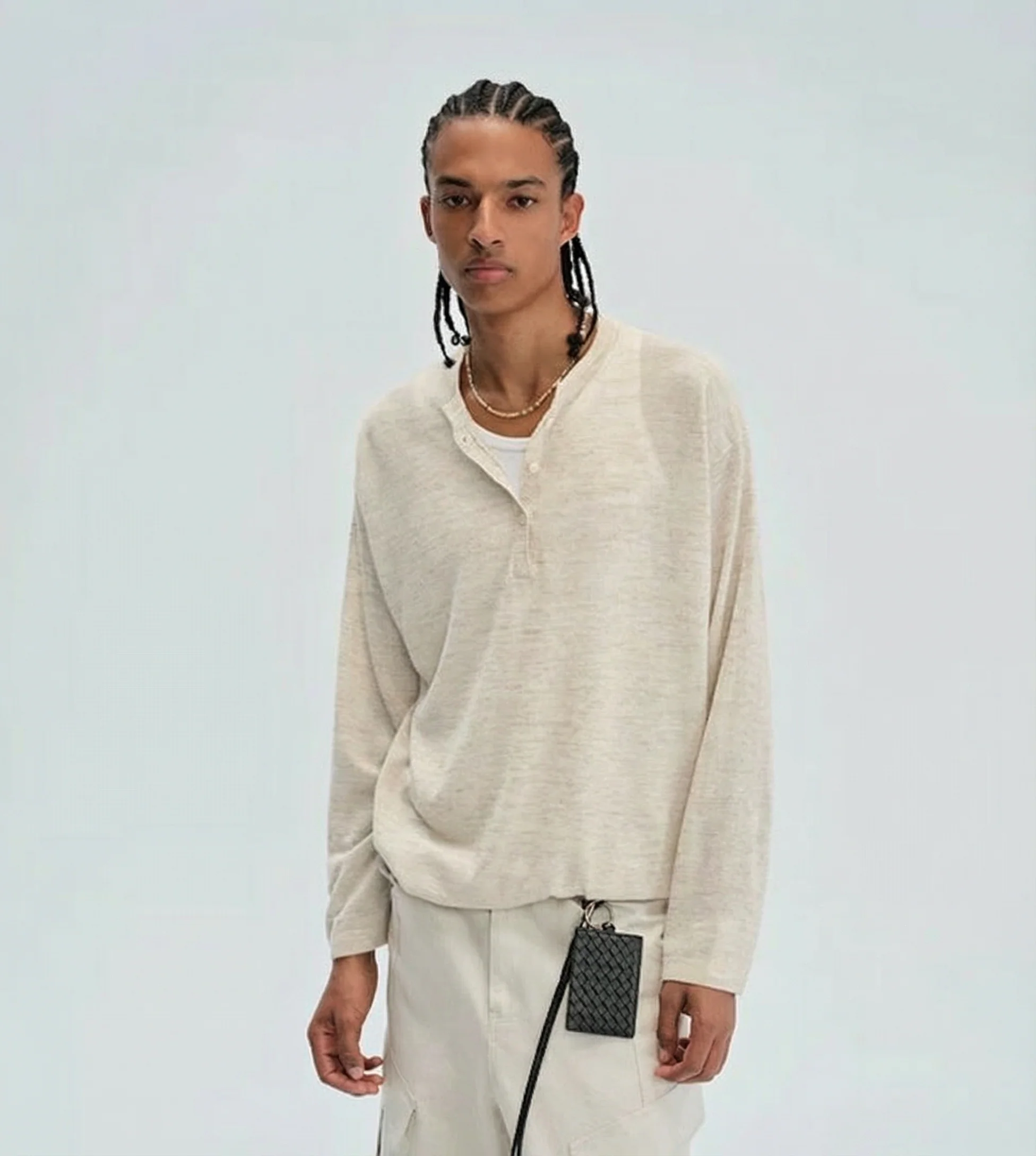 Heathered Linen-Blend Henley - Image 8