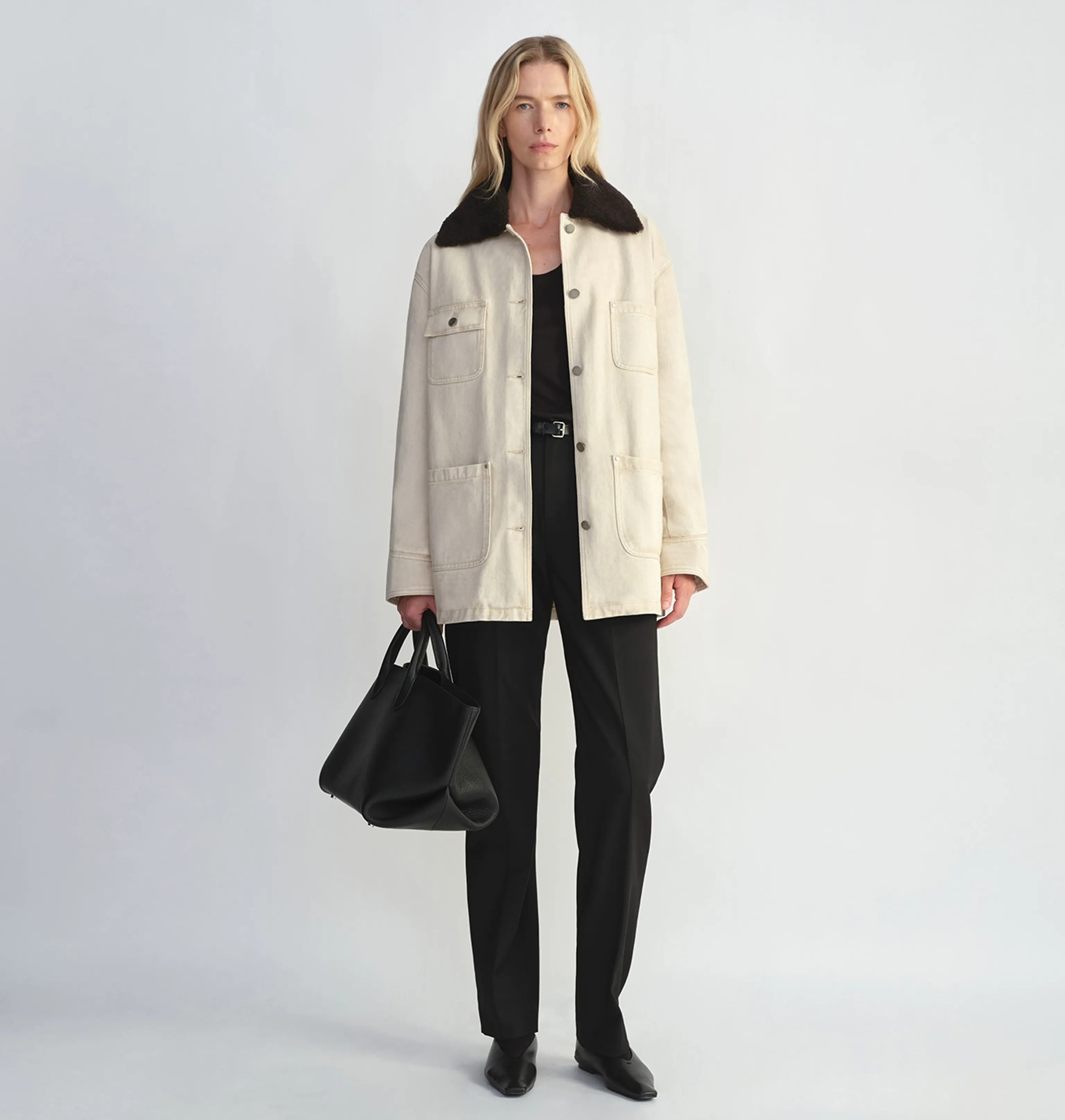 Heavy Cotton Denim Jacket with Removable Fur Collar - Image 2