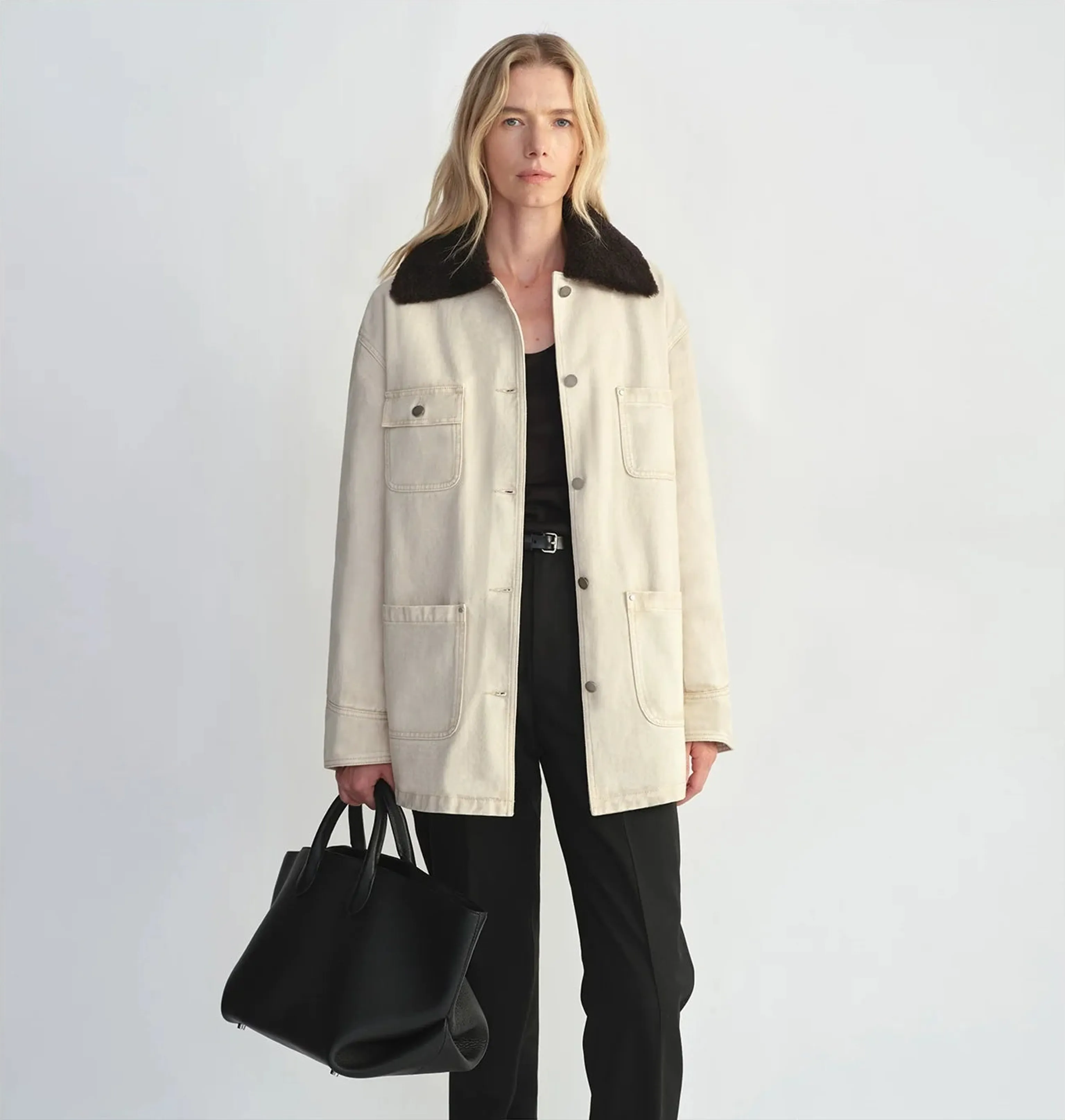 Heavy Cotton Denim Jacket with Removable Fur Collar - Image 3
