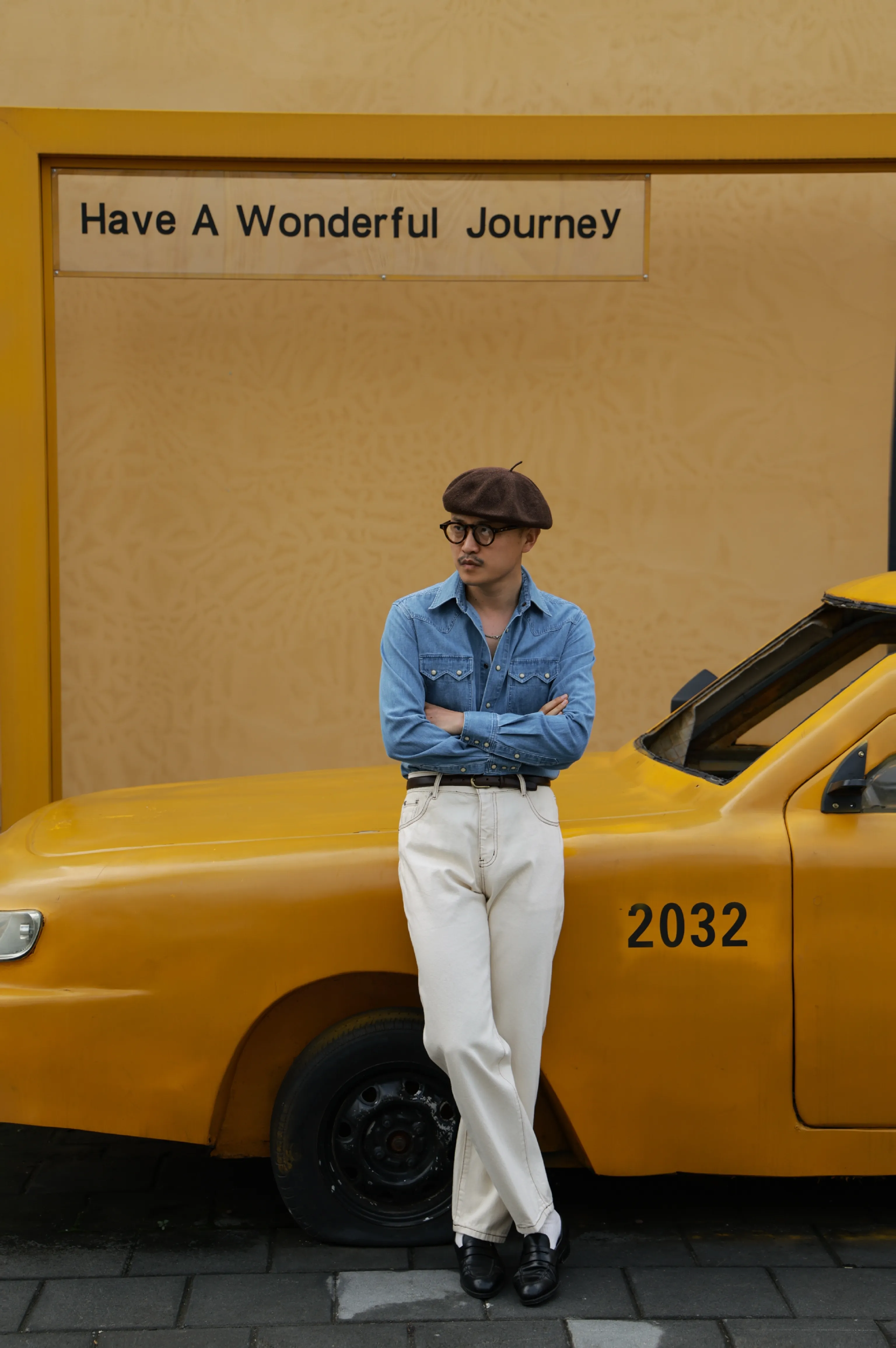 Heavy Wash Square-Collar Western Denim Shirt