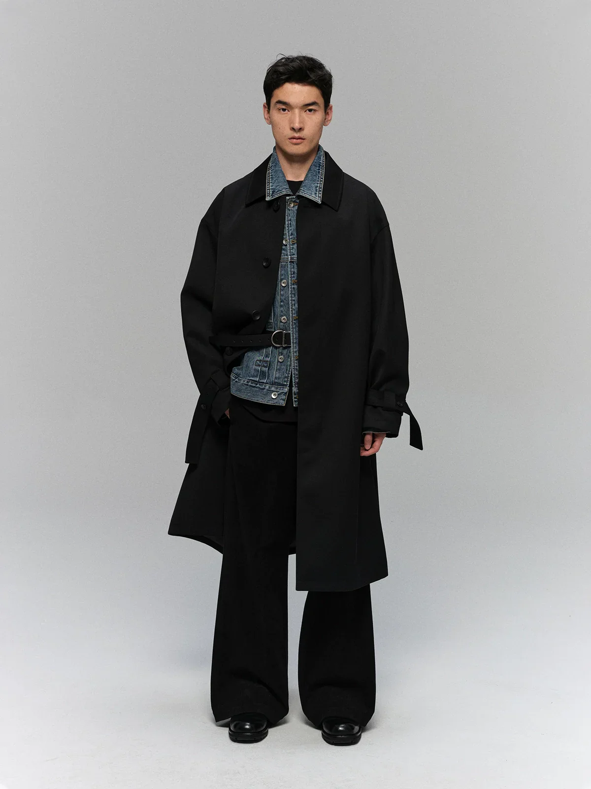 Heavy Wool Blend Trench Coat - Image 3