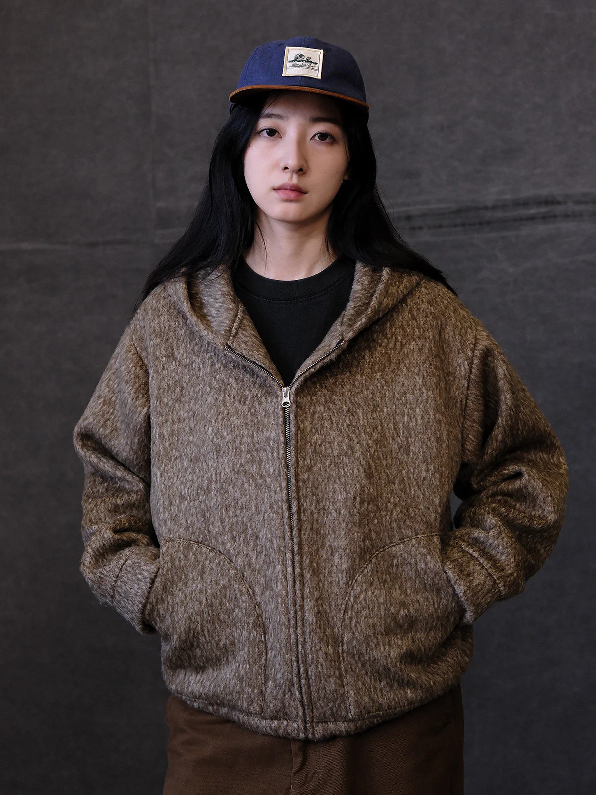 Heavy Wool Drawstring Zipper Jacket - Image 2