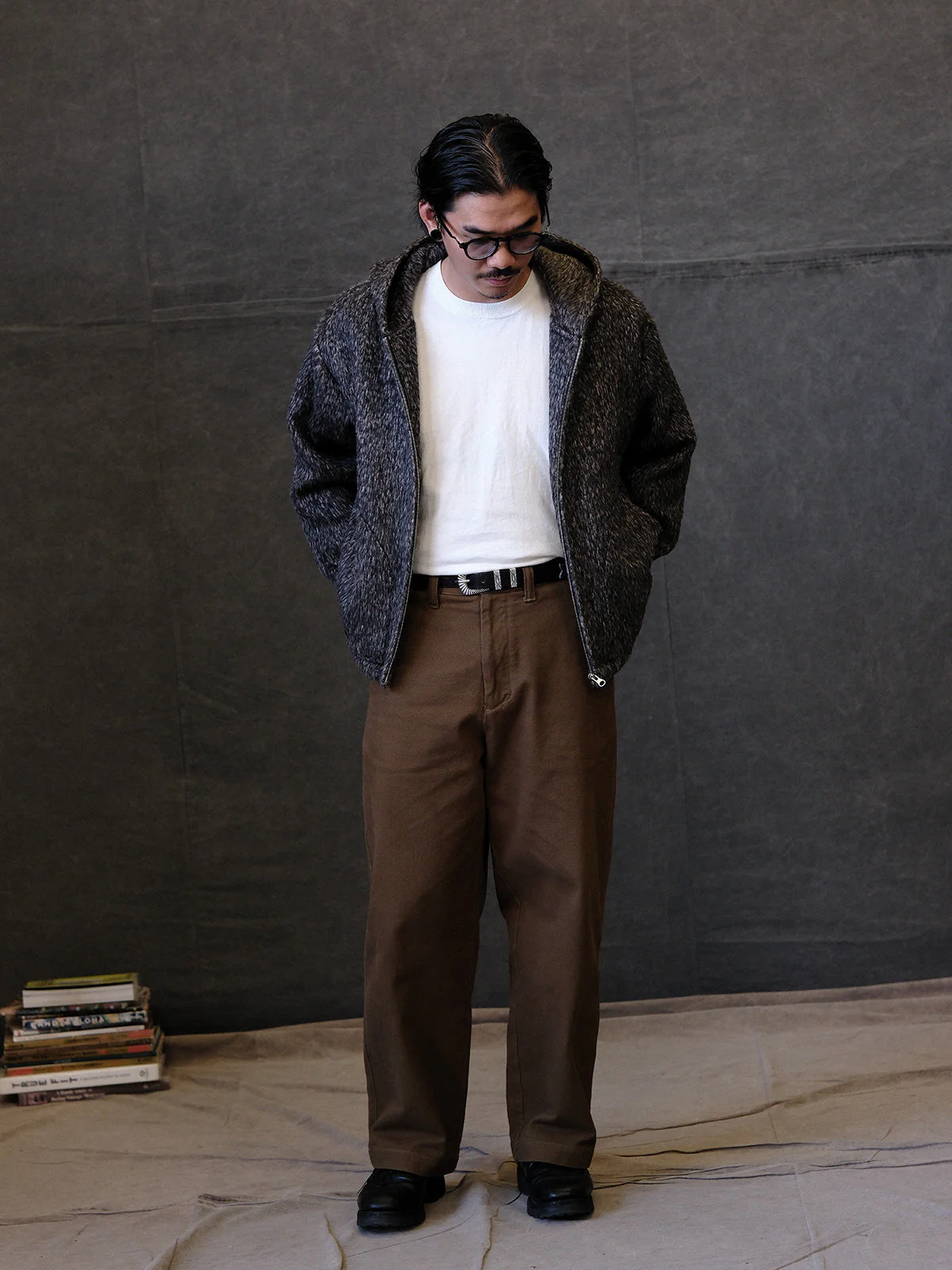 Heavy Wool Drawstring Zipper Jacket - Image 3