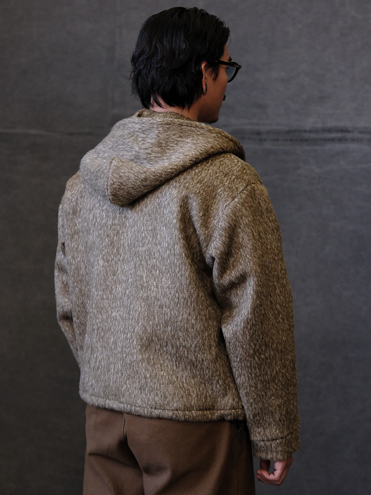 Heavy Wool Drawstring Zipper Jacket - Image 4