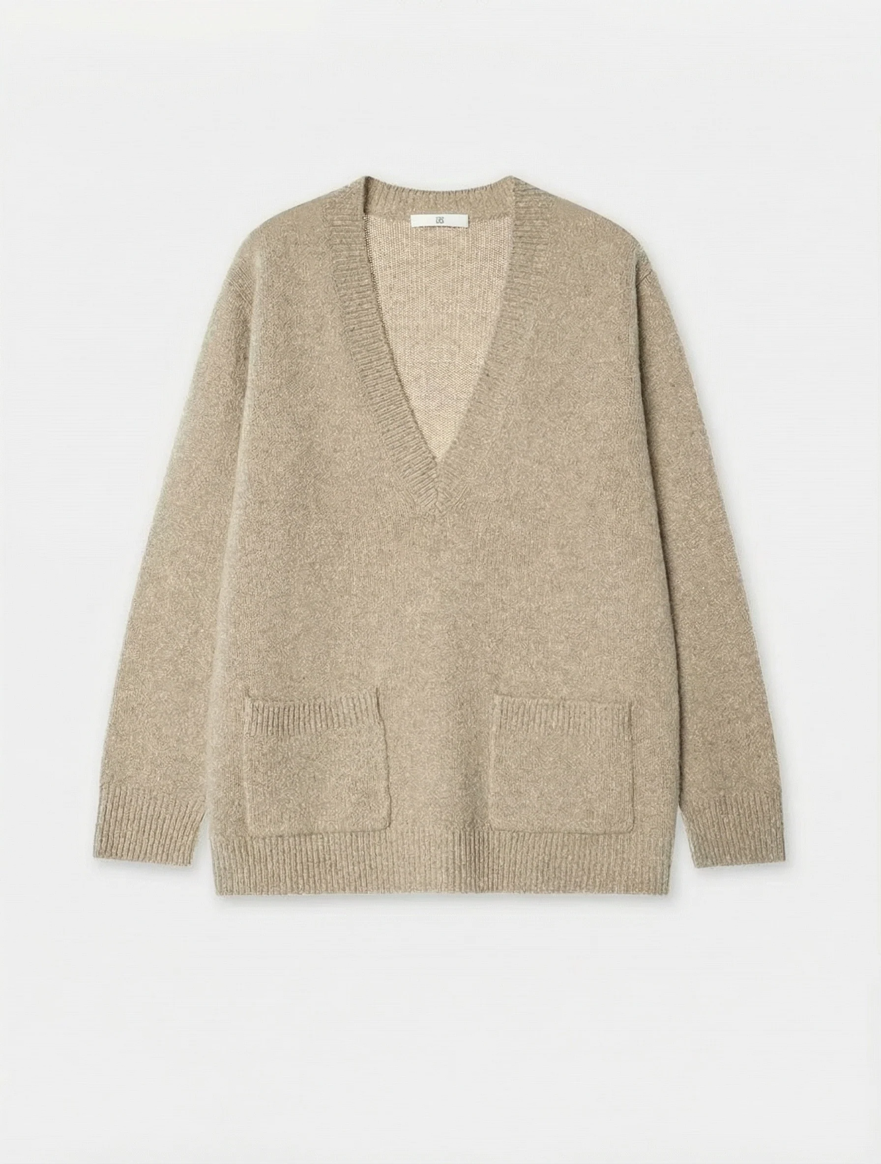 Heavy Wool Mixed Color V-Neck Sweater - Image 2