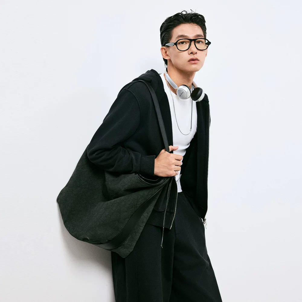 Heavyweight Boxy Zip-Up Hoodie in Snow-Washed Black - Image 4