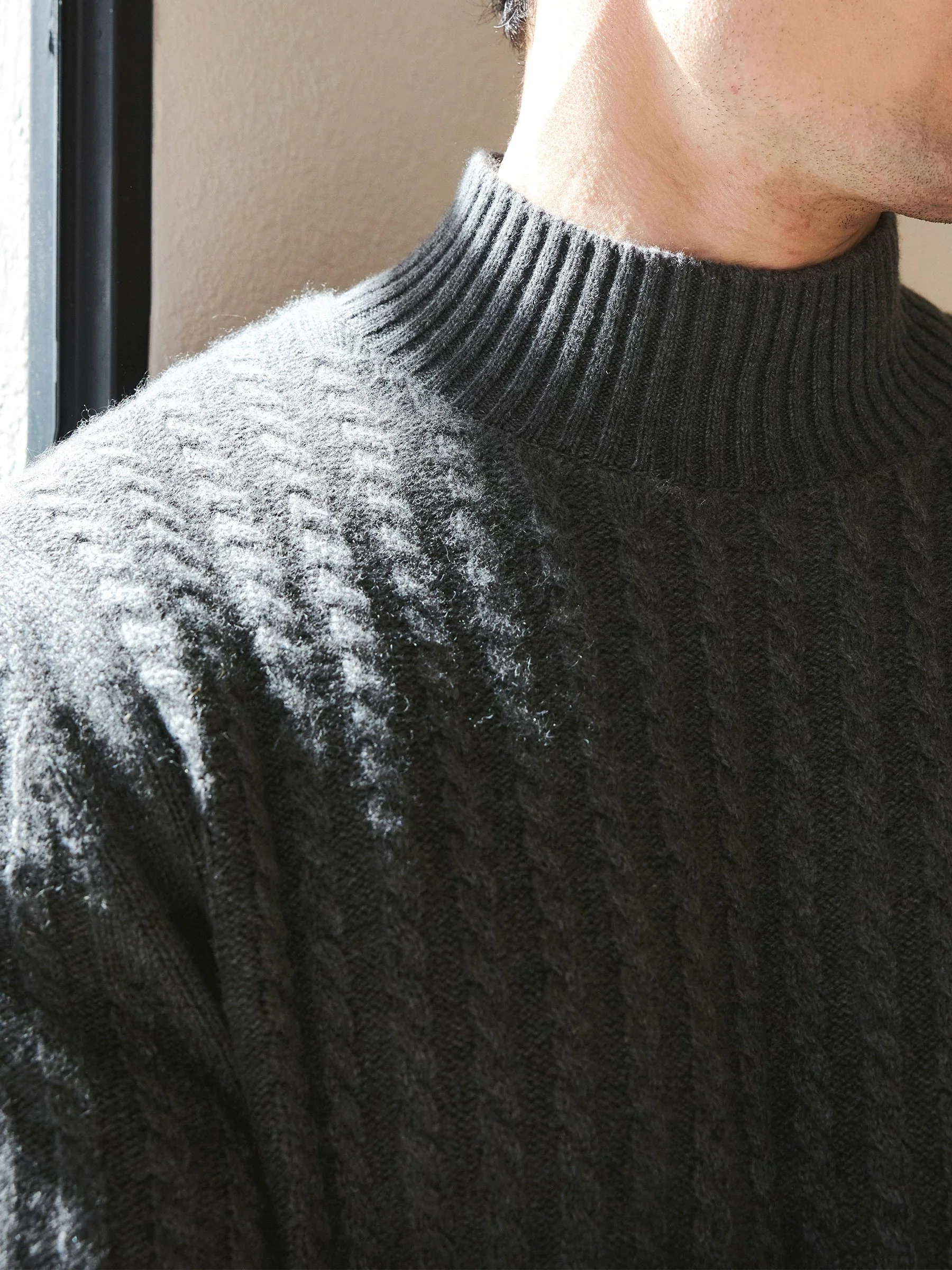 Heavyweight Cashmere Cable Mock‑Neck Sweater - Image 6
