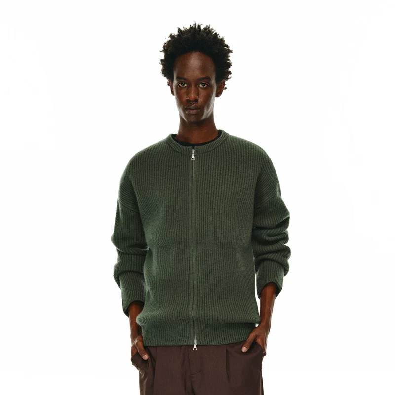Heavyweight Ribbed Wool Zip Cardigan - Image 5