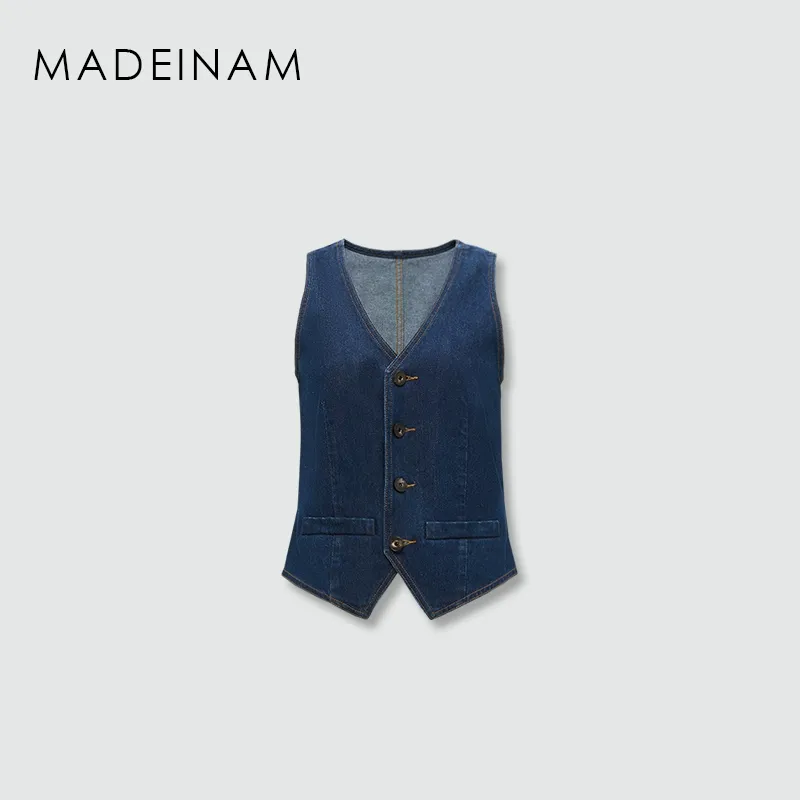 Hemp Triacetate Denim Vest & Wide-Leg Trousers Set - Image 7
