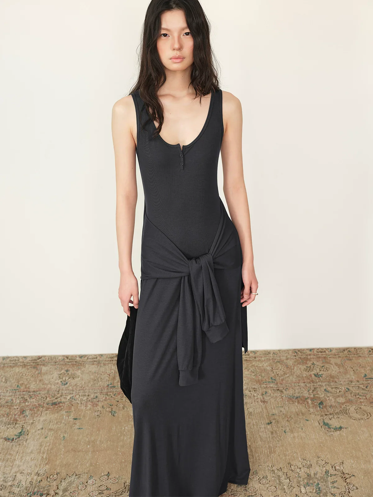 Henley Tie-Waist Maxi Dress - Image 2