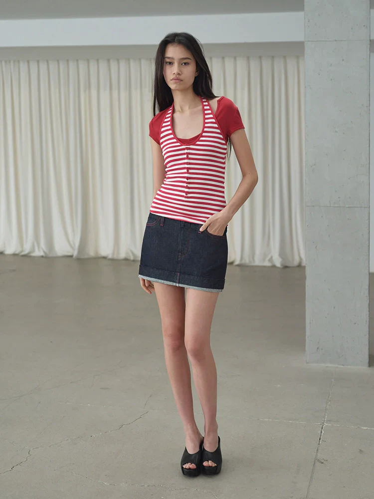 Henley V-Neck Halter Top