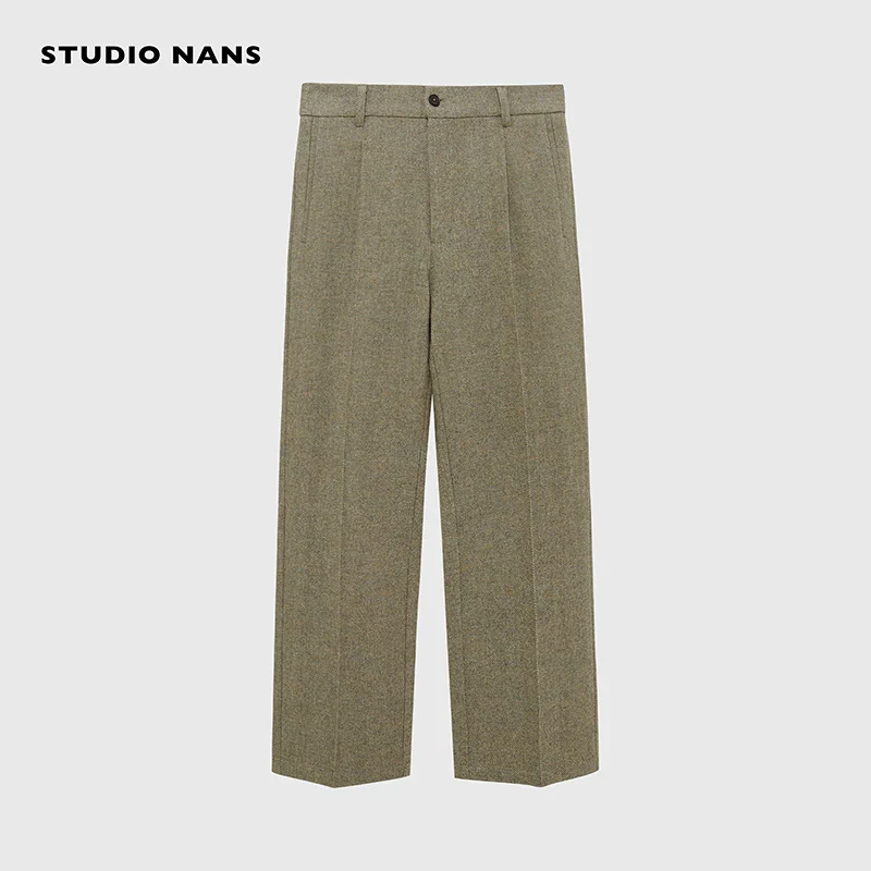 Herringbone Collarless Wool Suit - Image 8