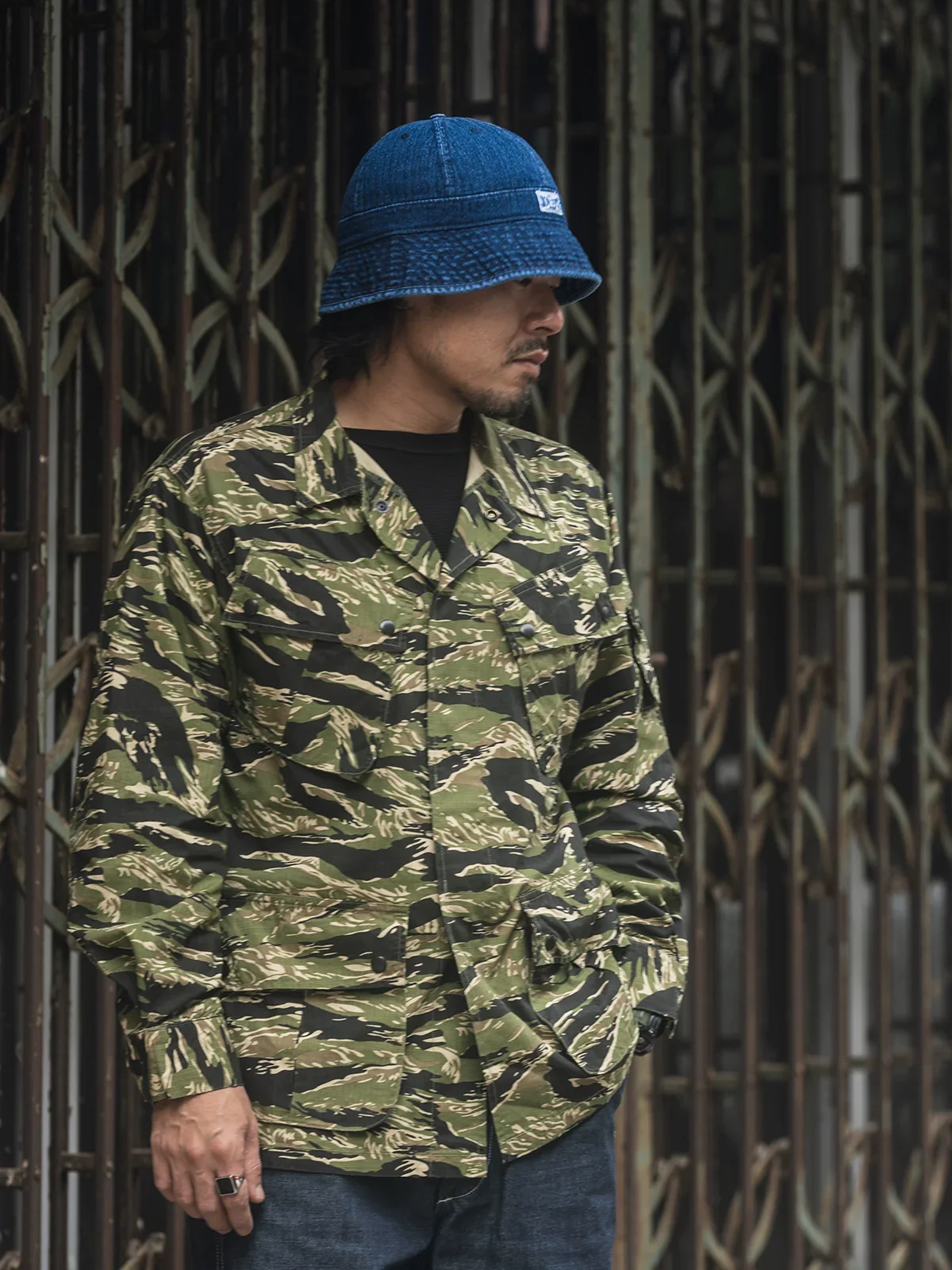 Herringbone Denim Bucket Hat - Image 2