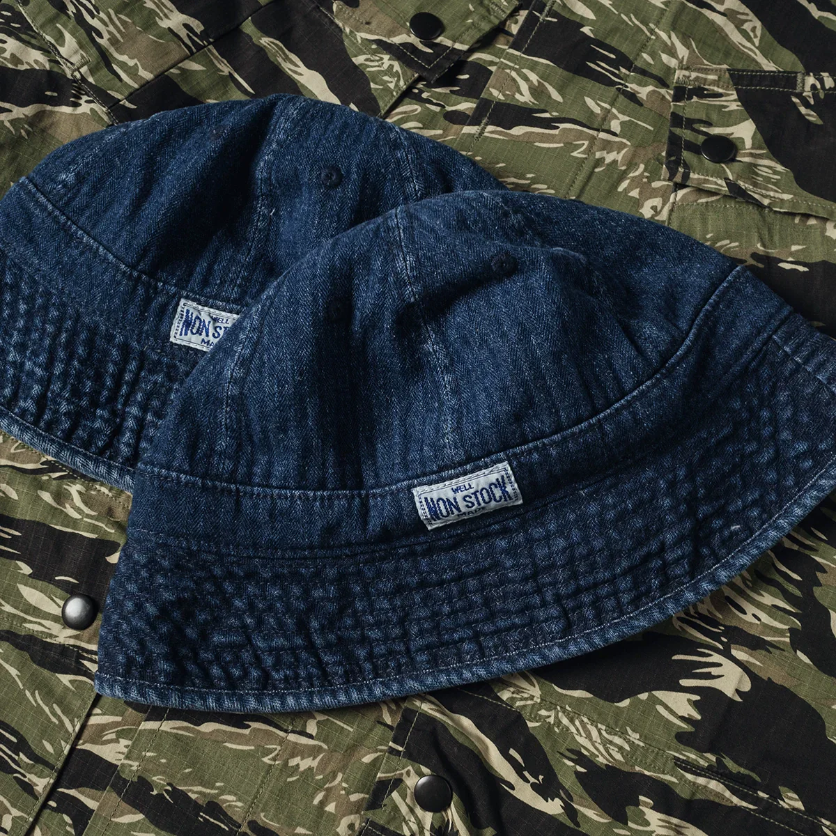 Herringbone Denim Bucket Hat - Image 4