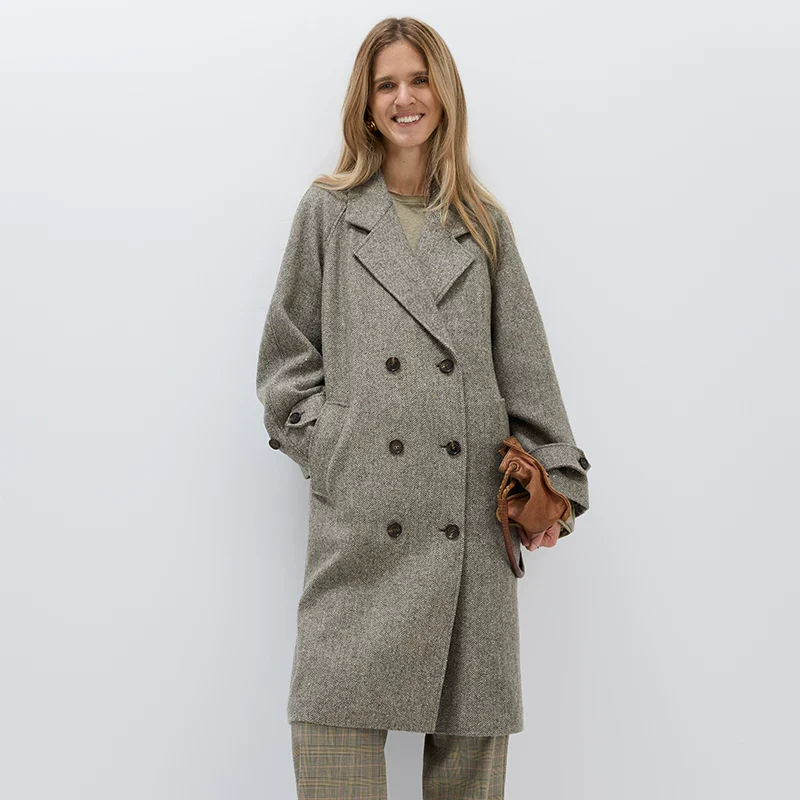 Herringbone Double-Breasted Coat - Image 5