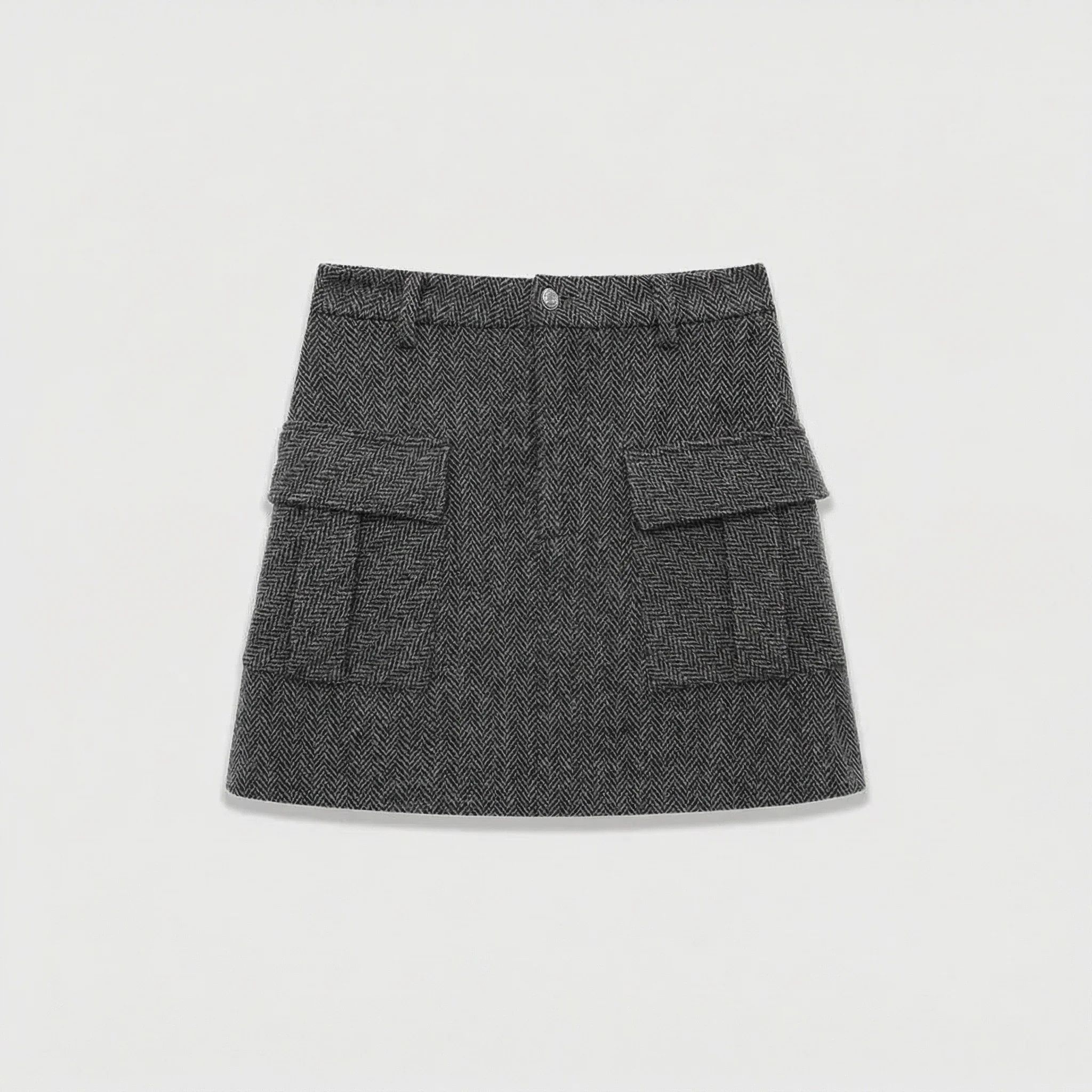 Herringbone Jacket and A-Line Skirt Set