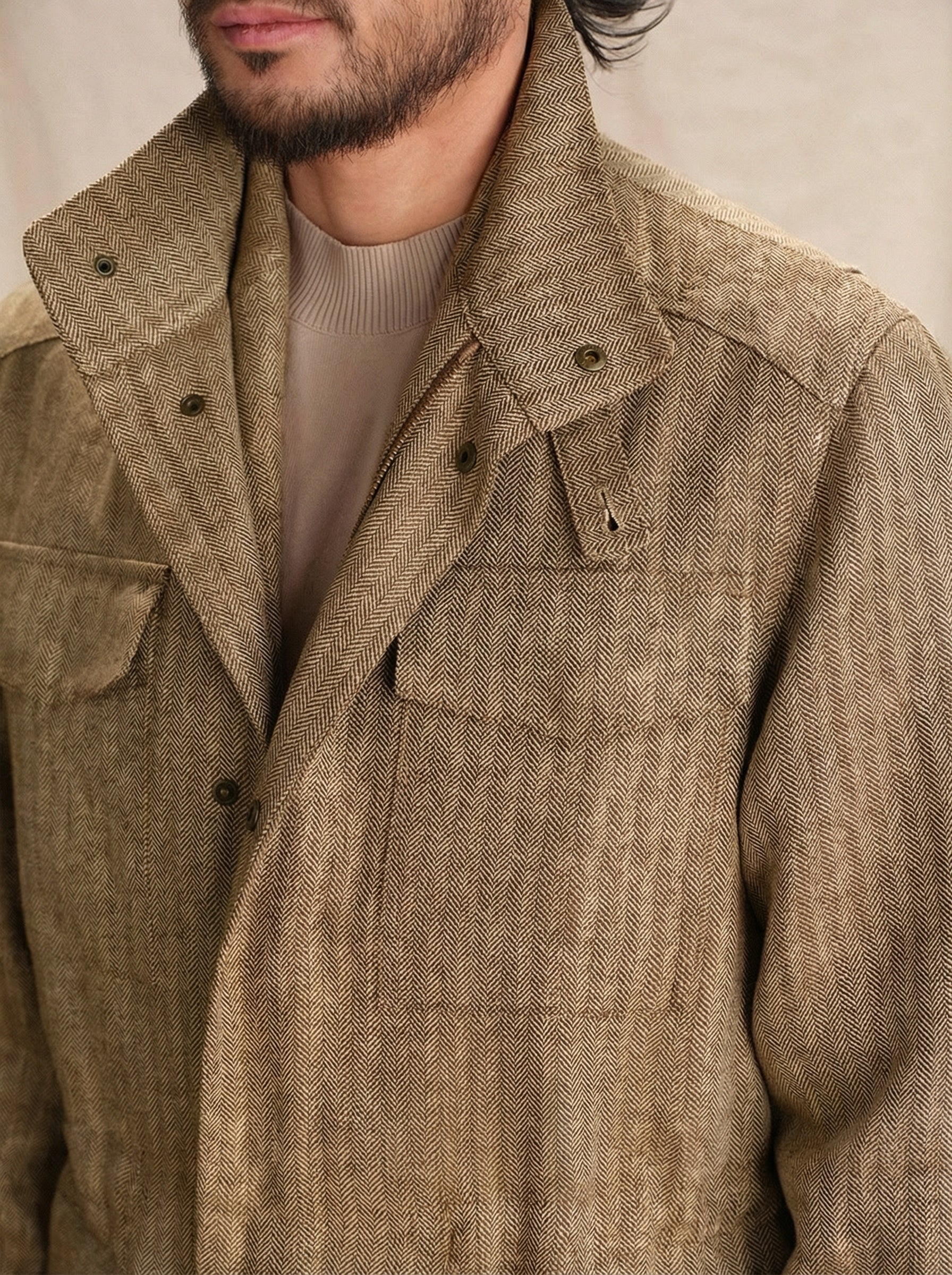 Herringbone Linen Field Jacket - Image 5