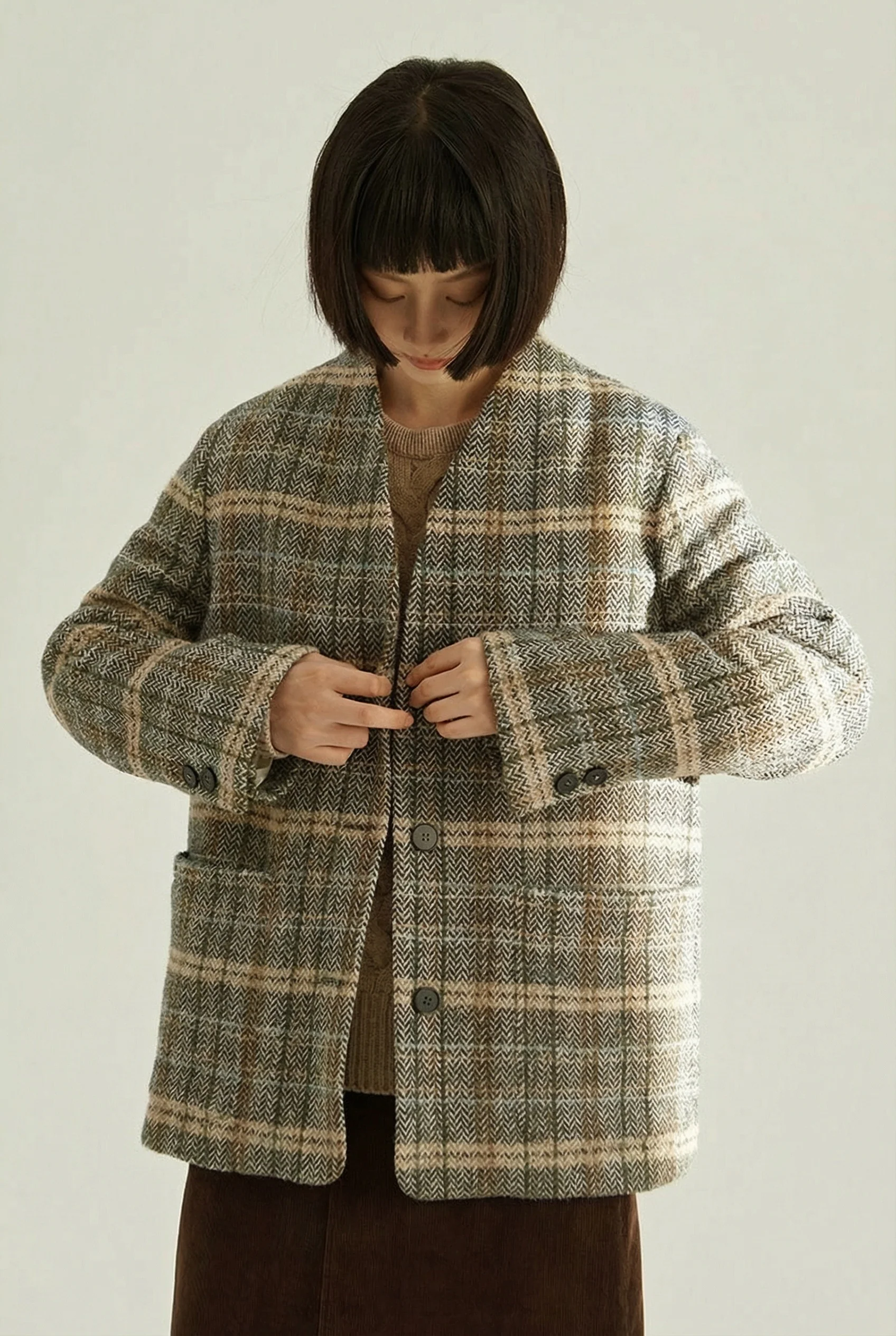 Herringbone Plaid Jacket