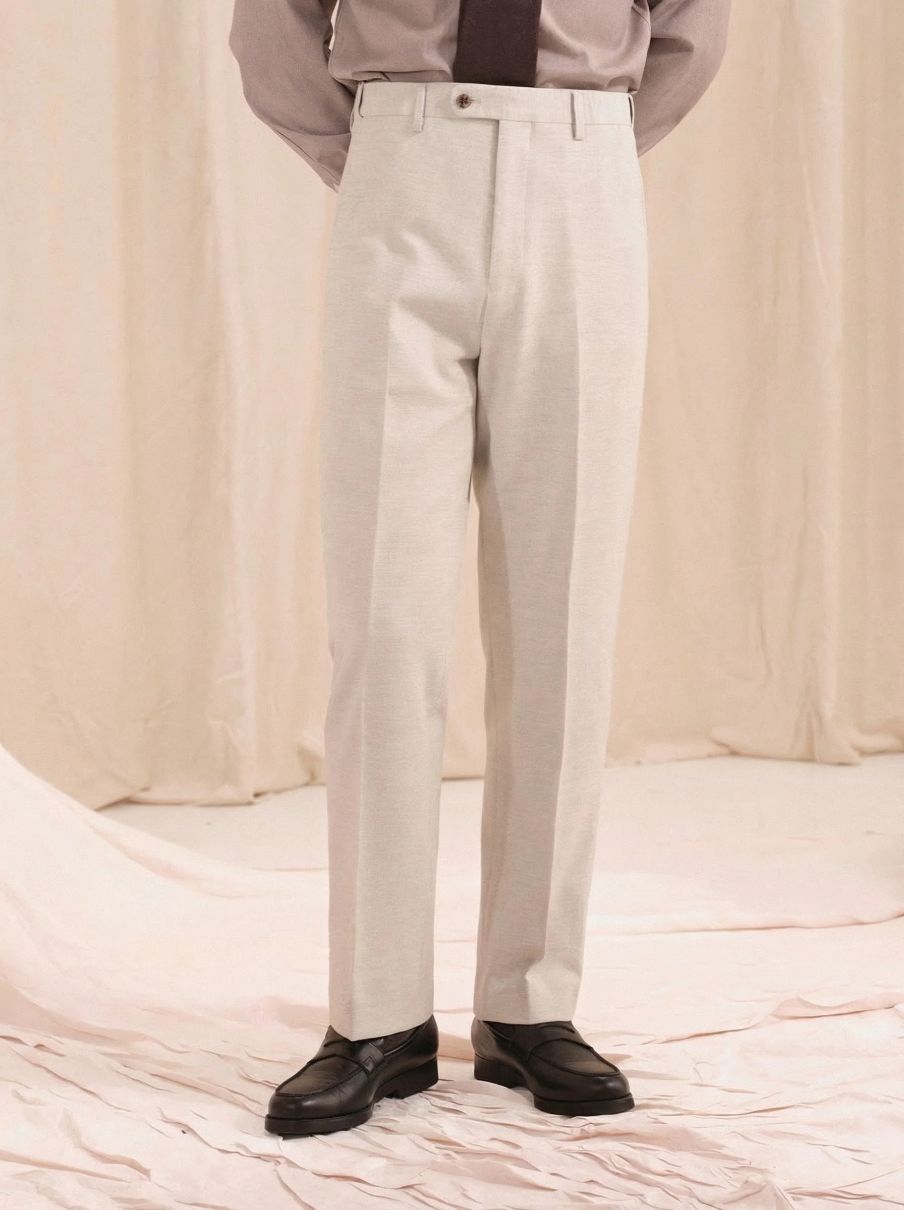 Herringbone Pleated Trousers