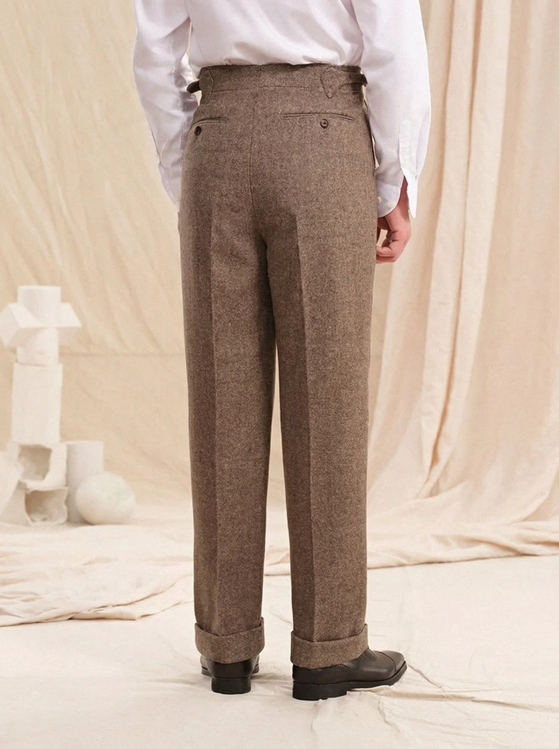 Herringbone Pleated Trousers - Image 3