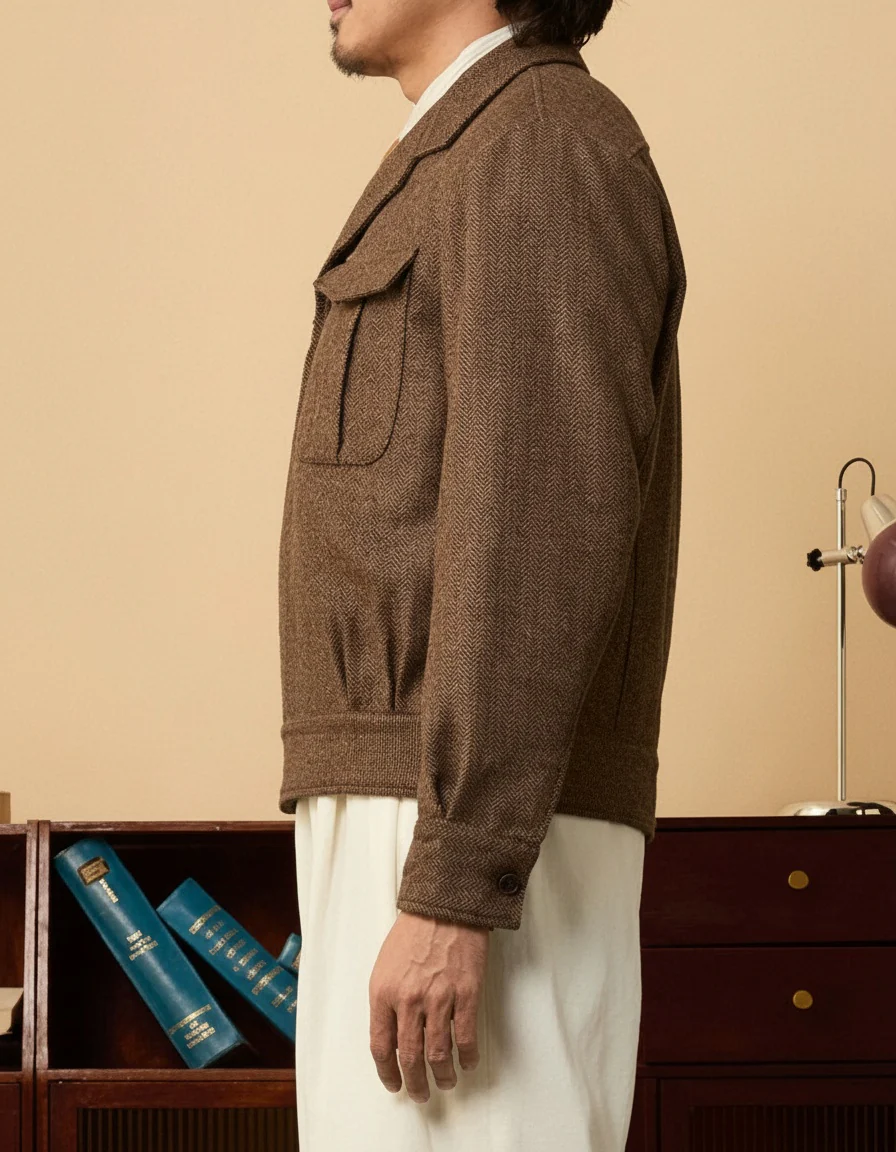 Herringbone Tweed Utility Jacket - Image 7