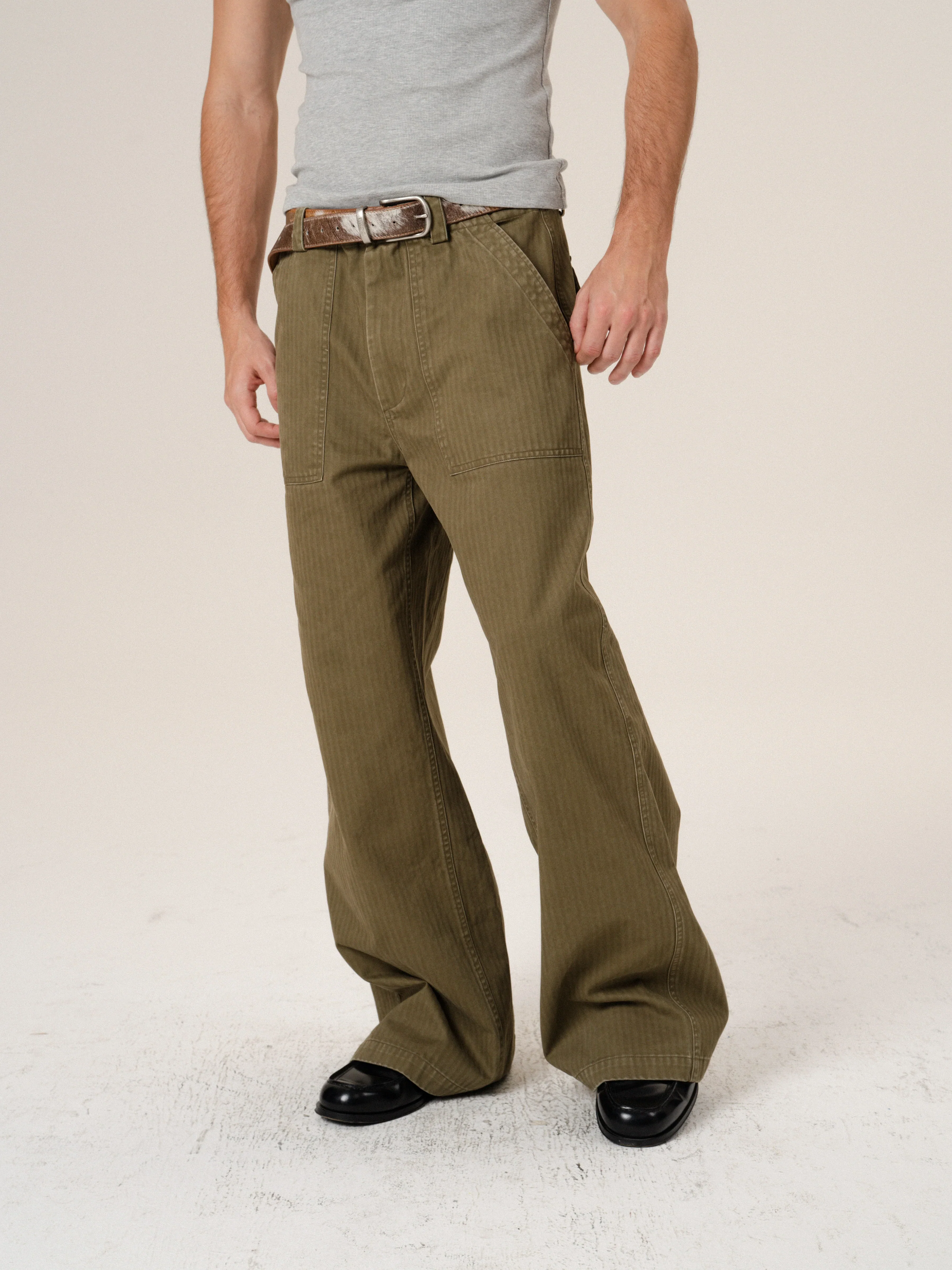 Herringbone Wide-Leg Trousers - Image 3
