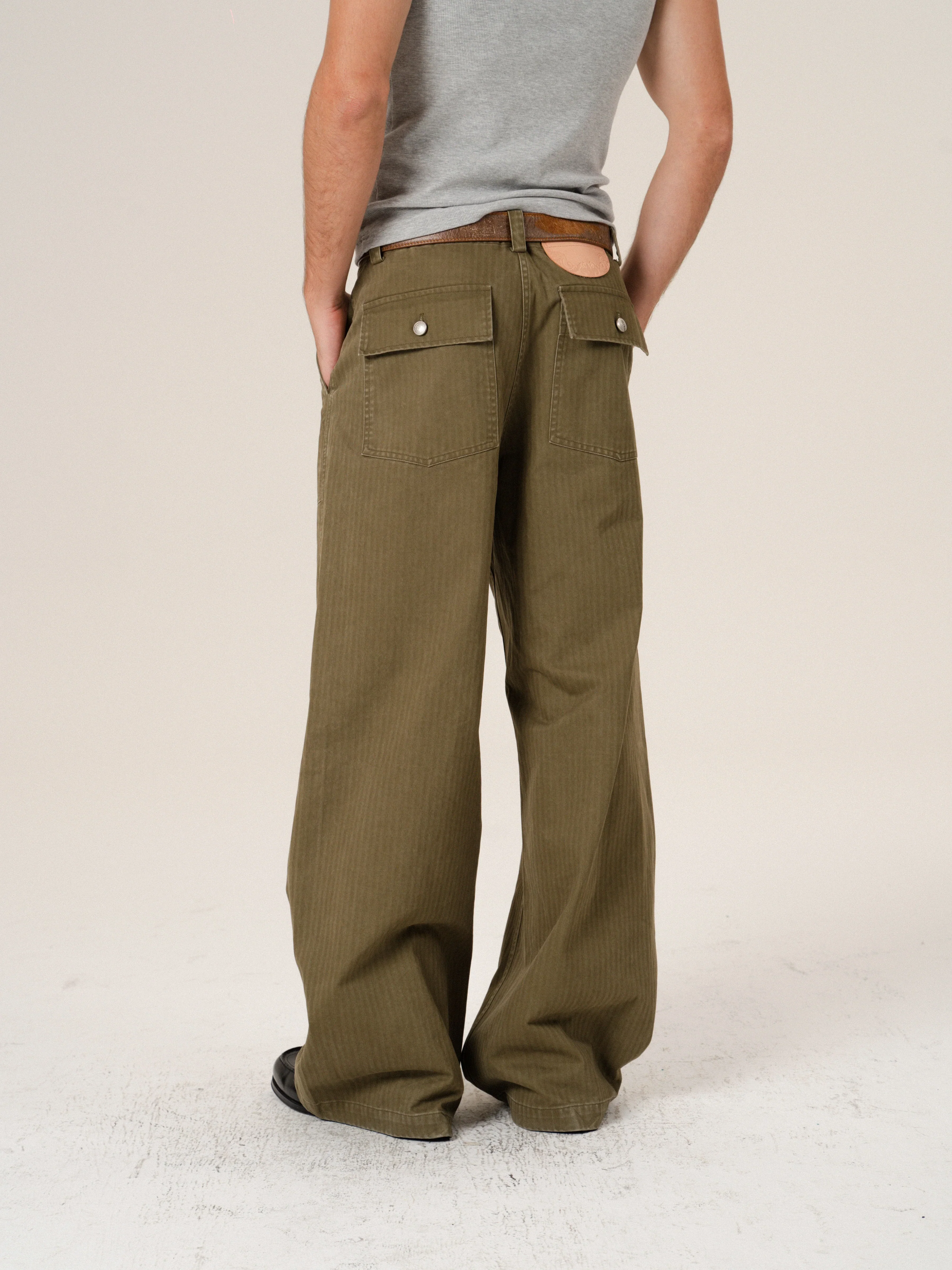 Herringbone Wide-Leg Trousers - Image 4