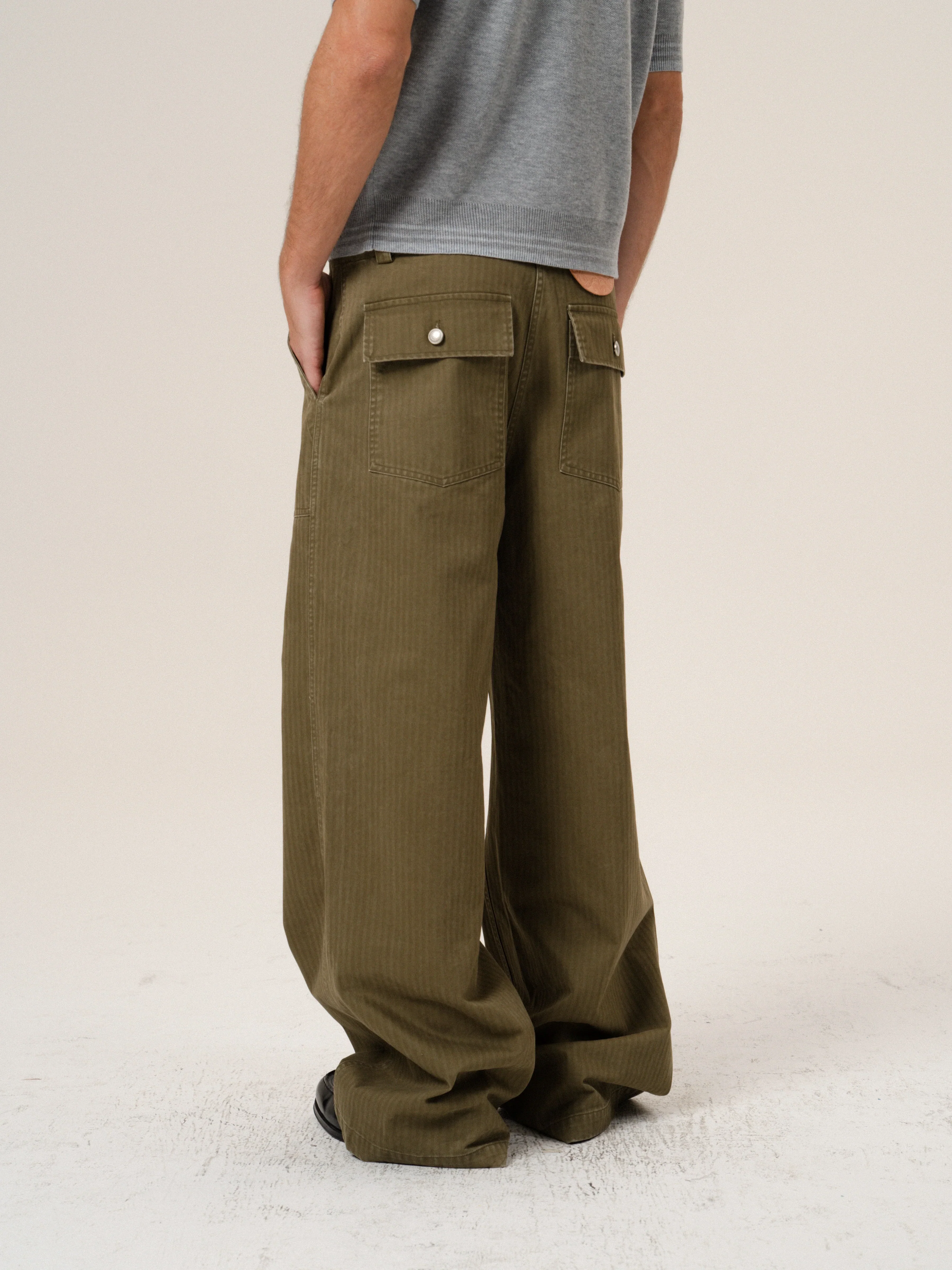Herringbone Wide-Leg Trousers - Image 5