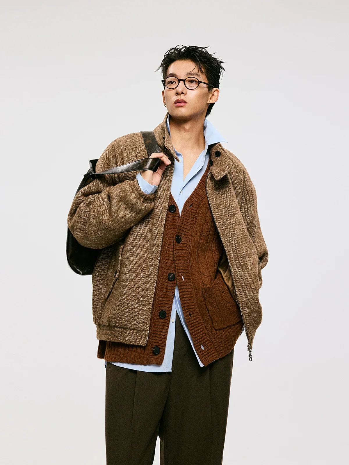 Herringbone Wool Harrington Jacket - Image 3