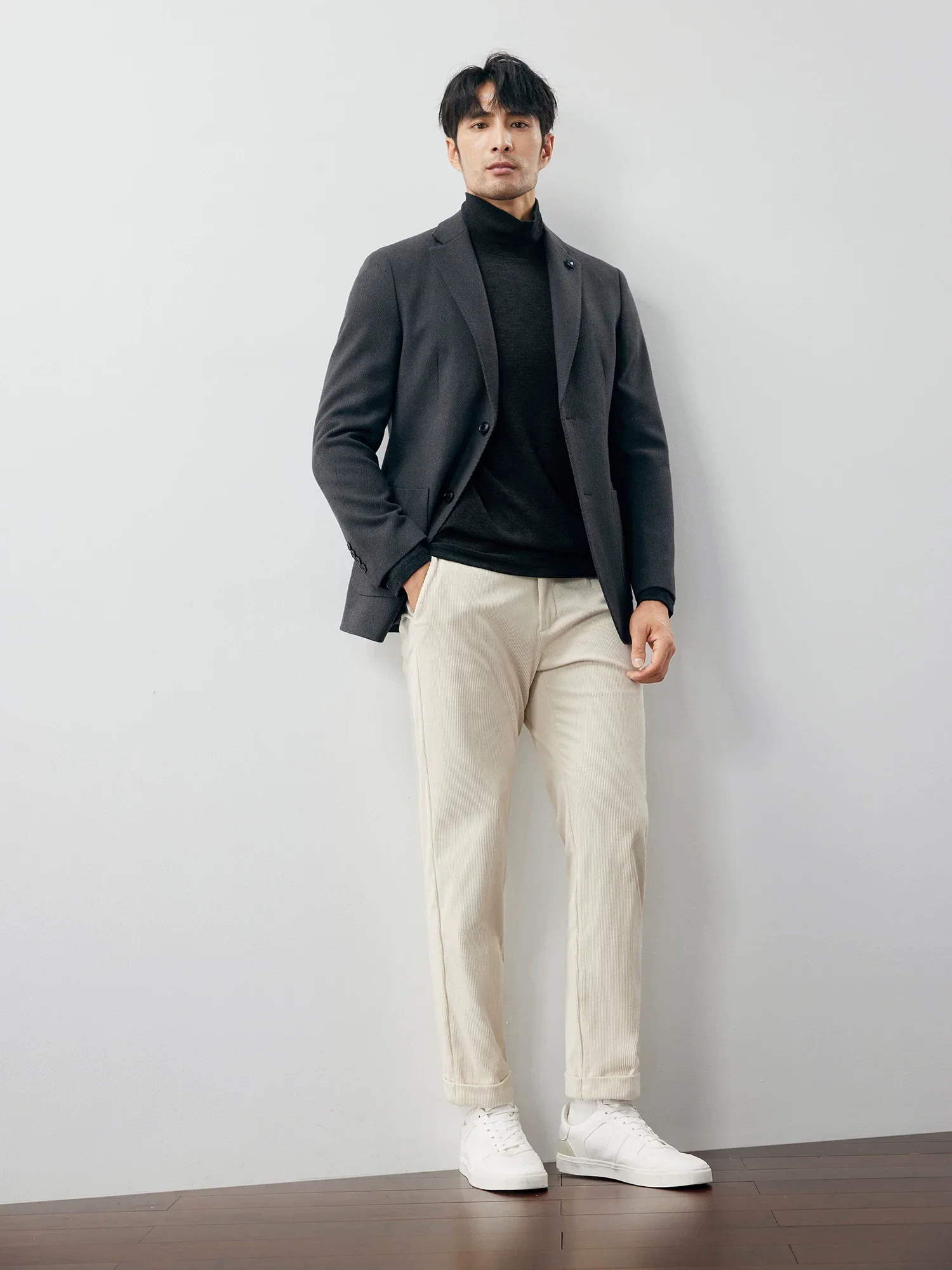 Herringbone Wool Slim Blazer - Image 3
