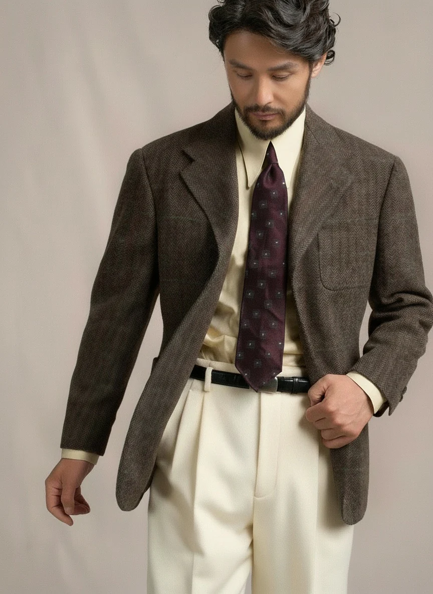 Herringbone Wool Tweed Sport Coat - Image 5