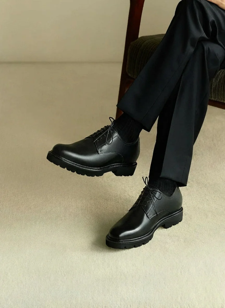 Hidden-Lift Top-Grain Leather Derby - Image 3