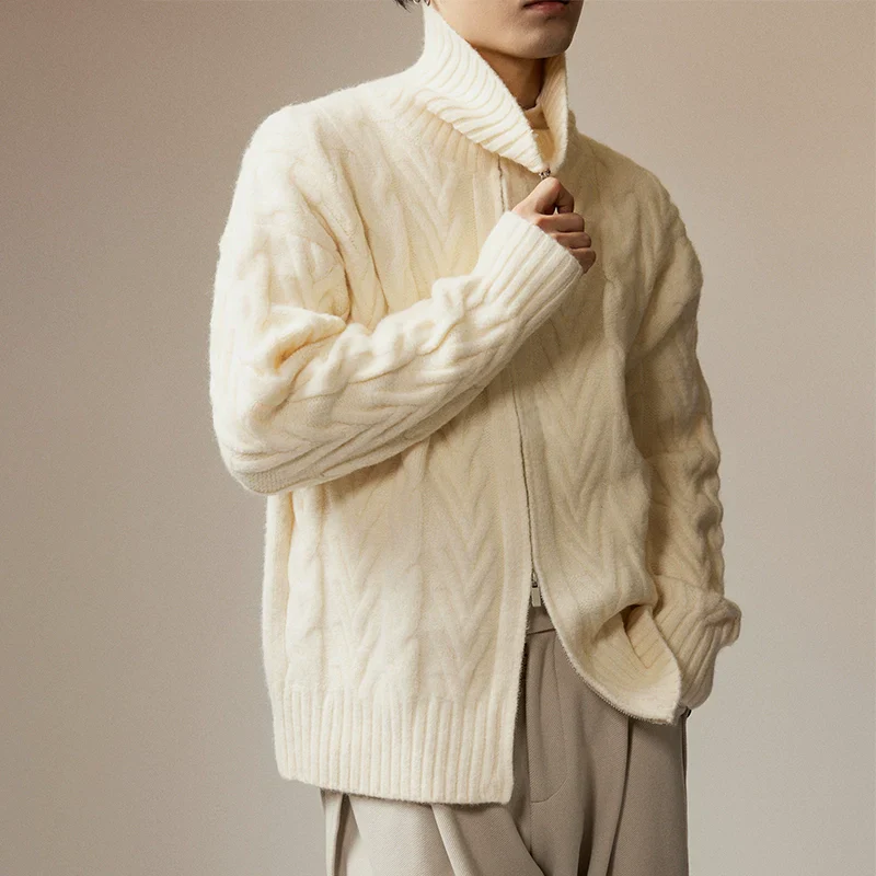 High Collar Cable-Knit Sweater - Image 3